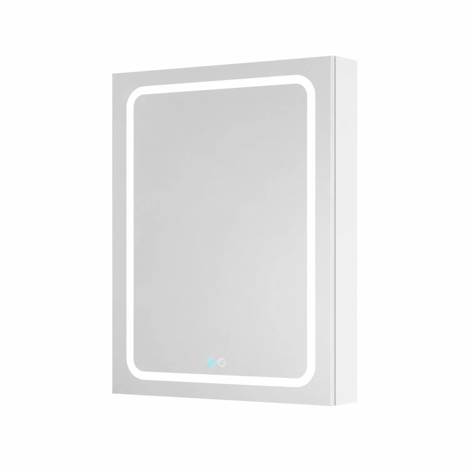 LED Spiegelschrank Aluminium Glas Weiß 60x80 cm-Dorviorae