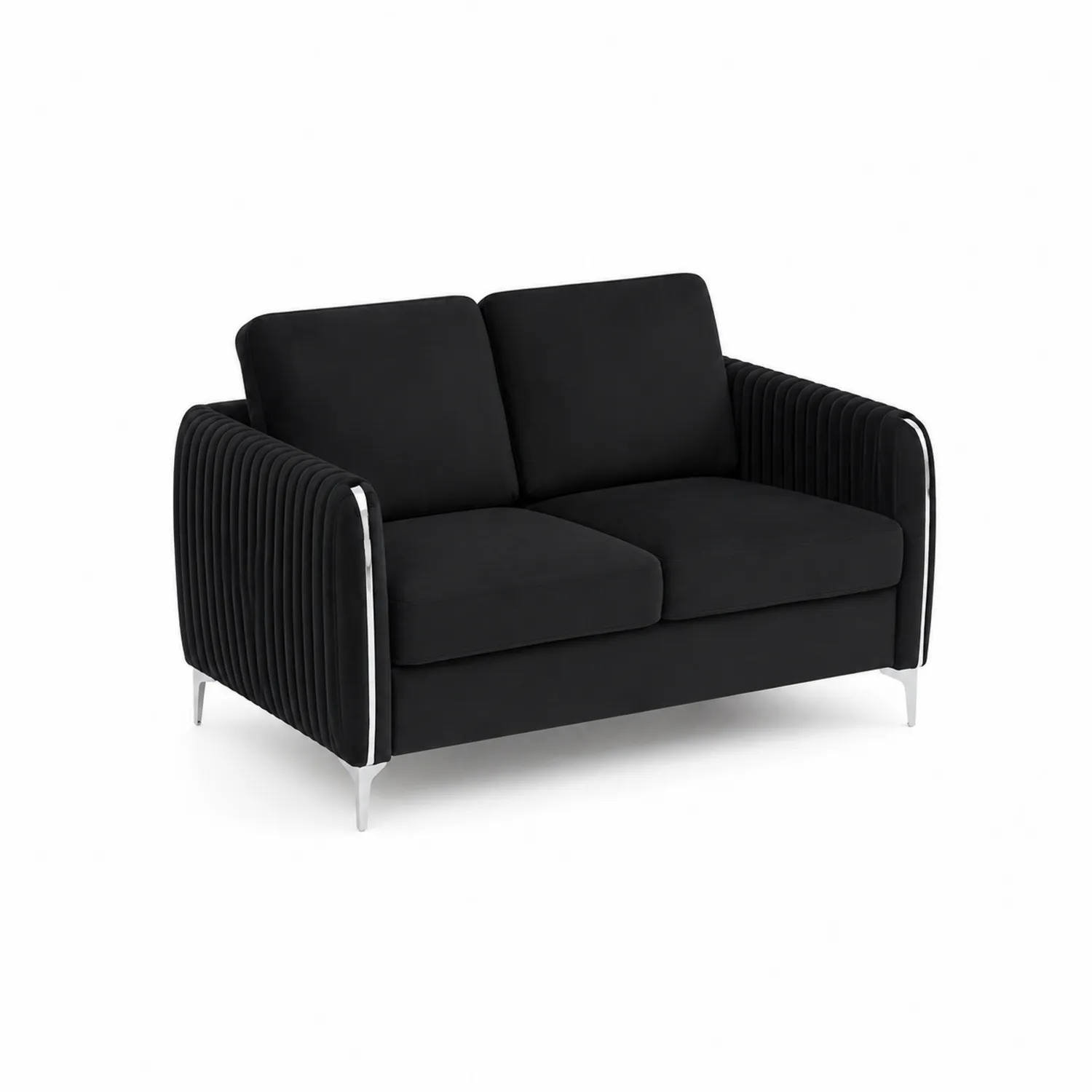 Zweisitzer Sofa Samt Metall Schwarz-Dorviorae