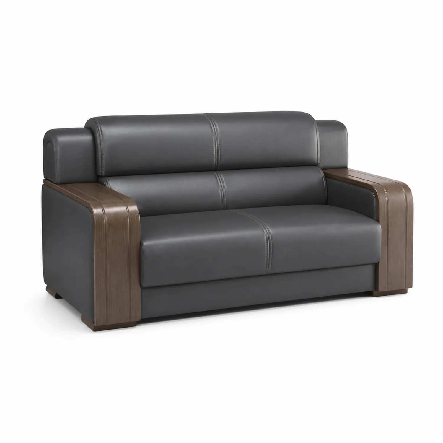 Zweisitzer Sofa Kunstleder und Holz Grau-Dorviorae