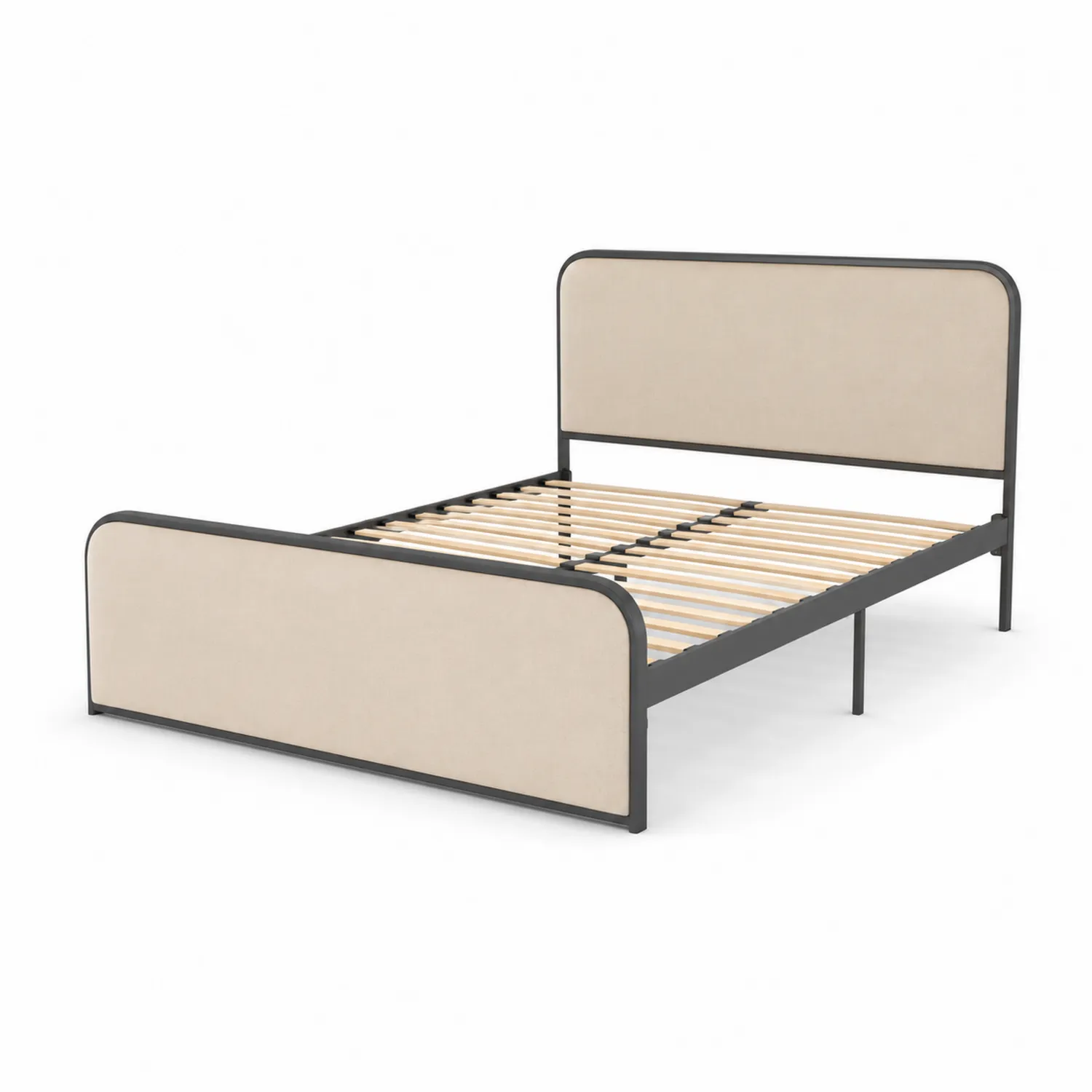 Bettgestell Metallrahmen mit Holzlatten Beige 200x160 cm-Dorviorae