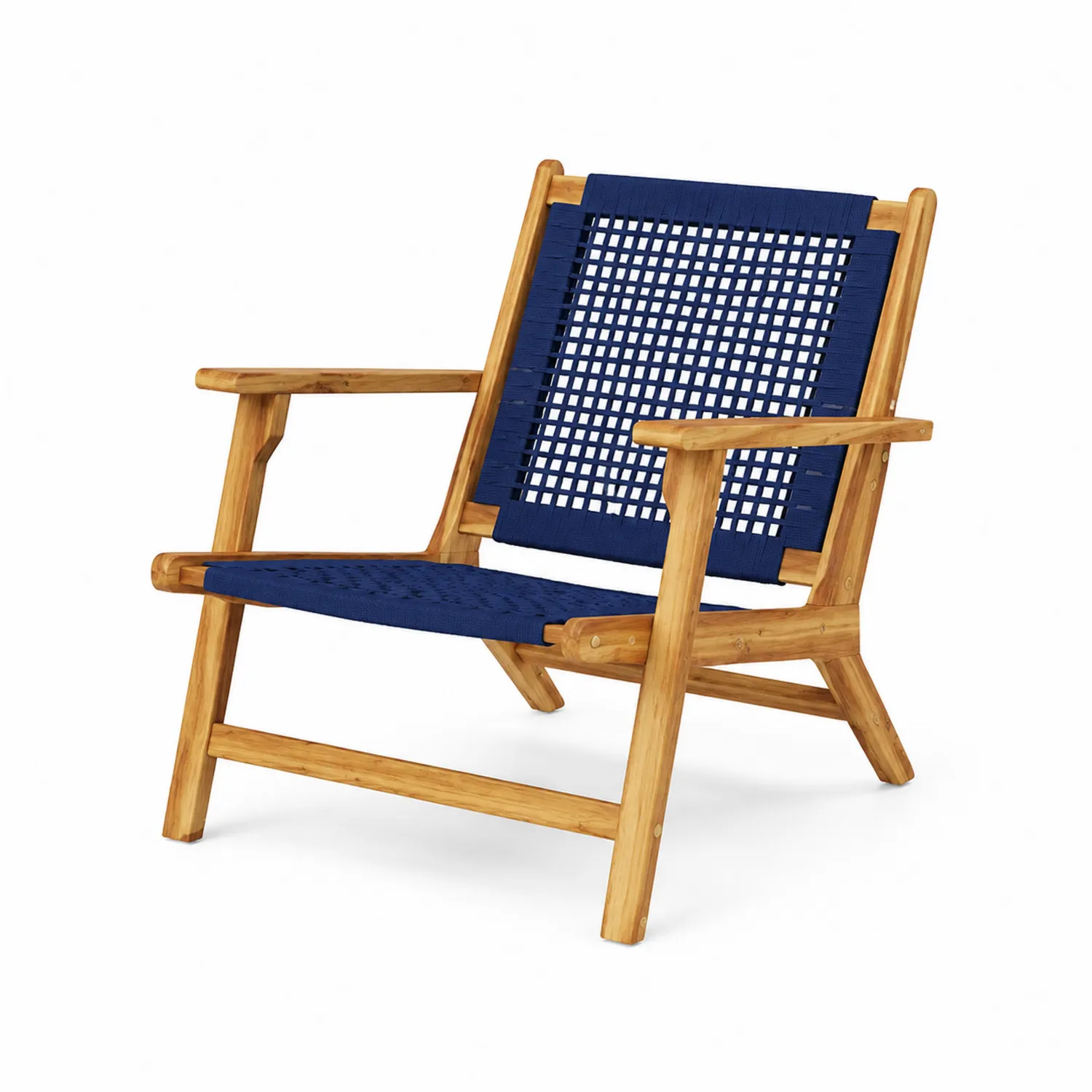 Outdoor Sessel Teakholz Blau Polypropylen-Dorviorae