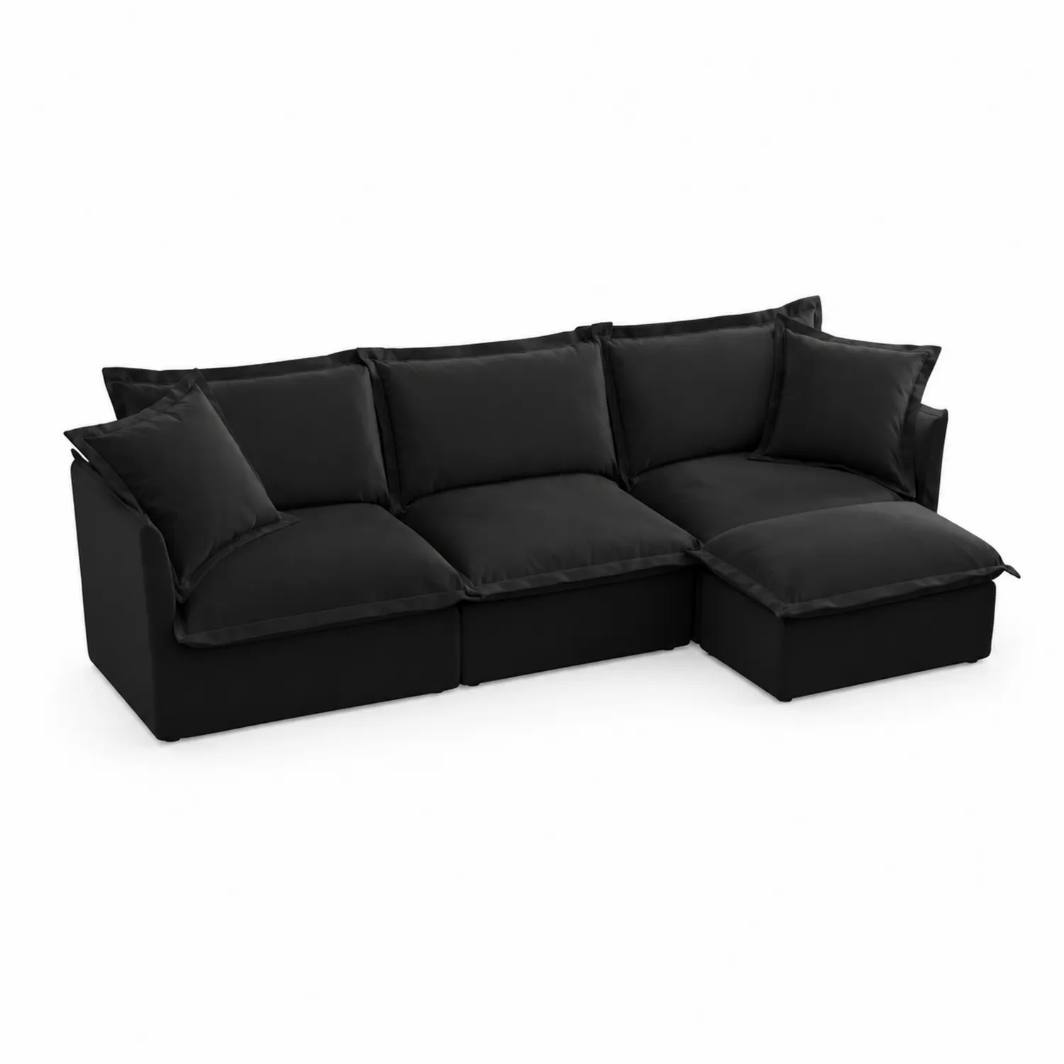 Schwarzes Modulares Ecksofa aus Baumwollstoff-Dorviorae