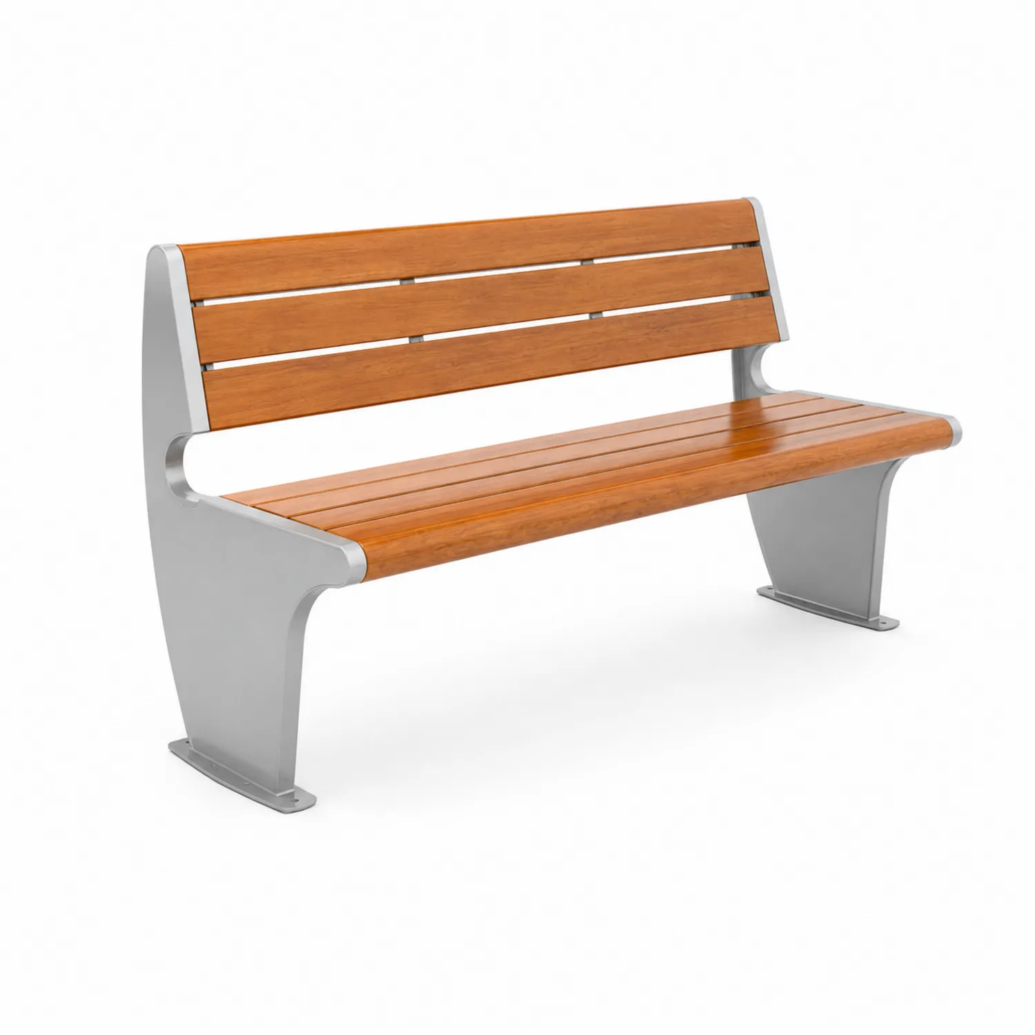 Parkbank aus Aluminium und Holz 150 cm Orange/Silber-Dorviorae