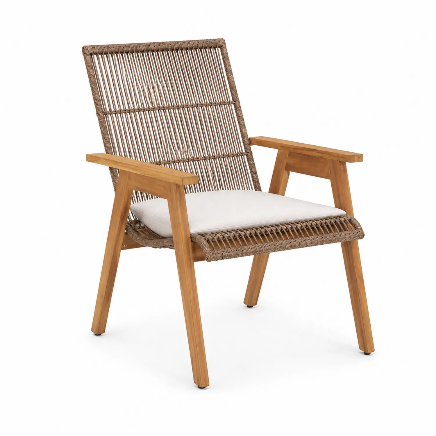 Sessel Teakholz mit Polyrattan Beige-Dorviorae