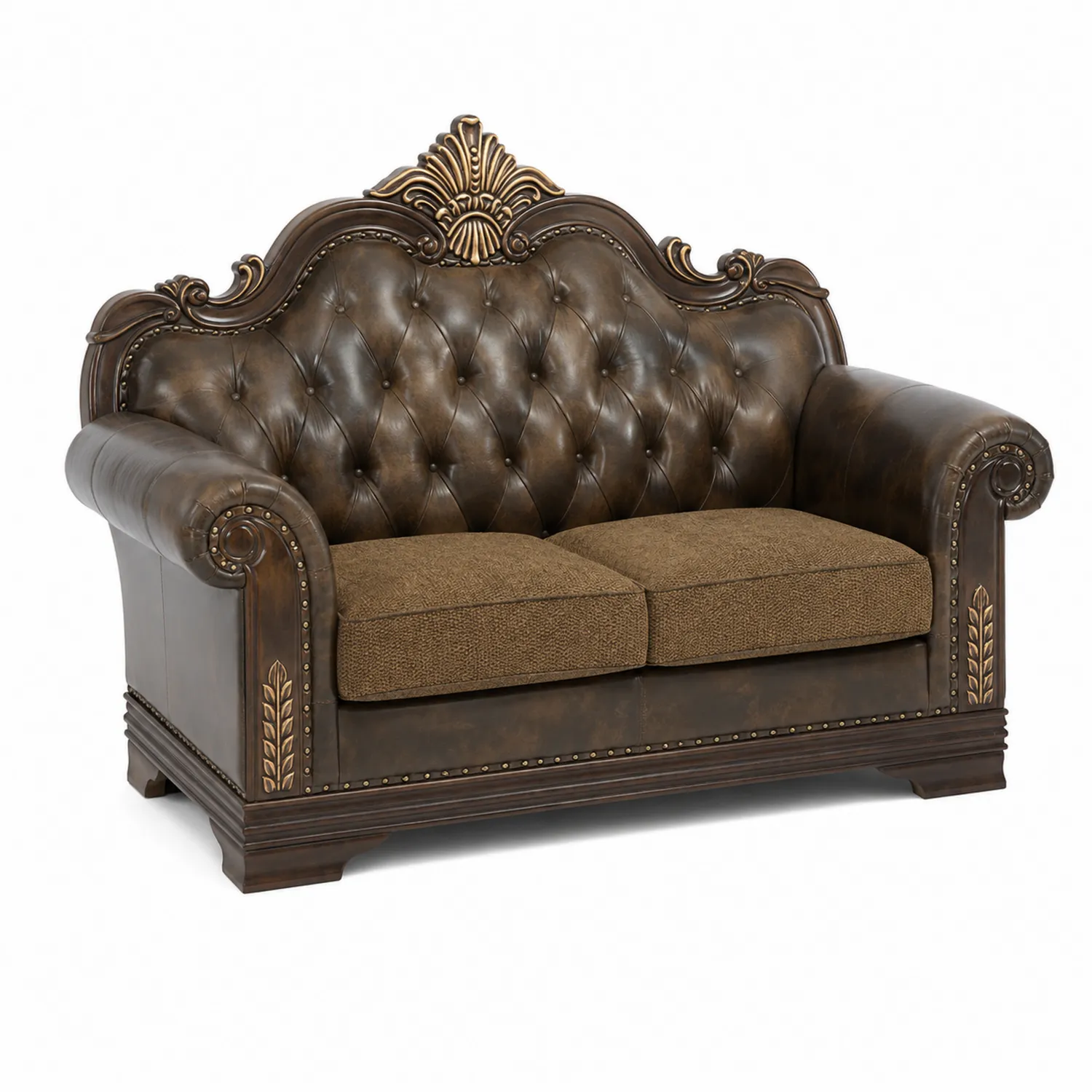2-Sitzer Sofa Holzrahmen Lederimitat Braun-Dorviorae