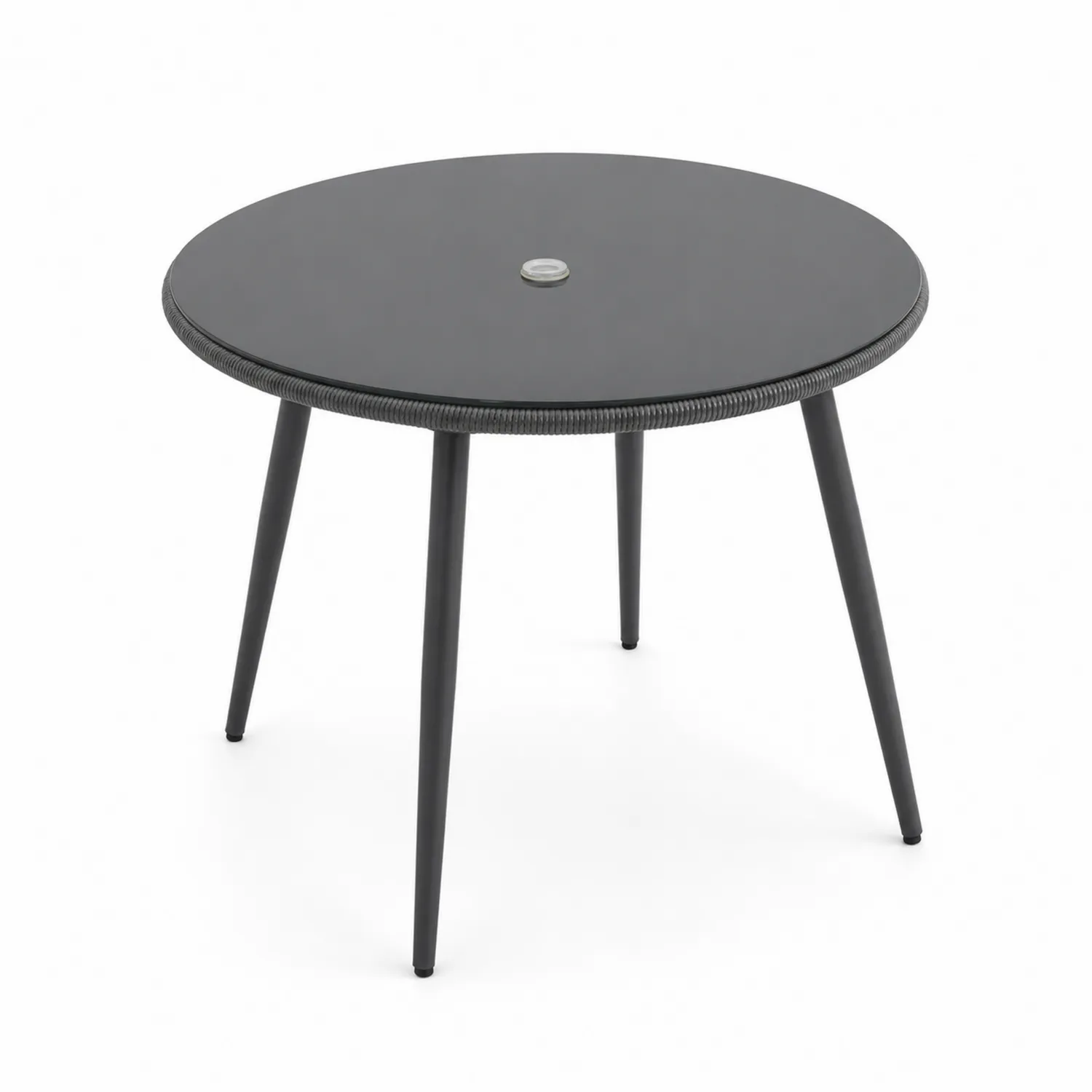 Runder Tisch aus Stahl und gehärtetem Glas Ø80 cm Schwarz-Dorviorae