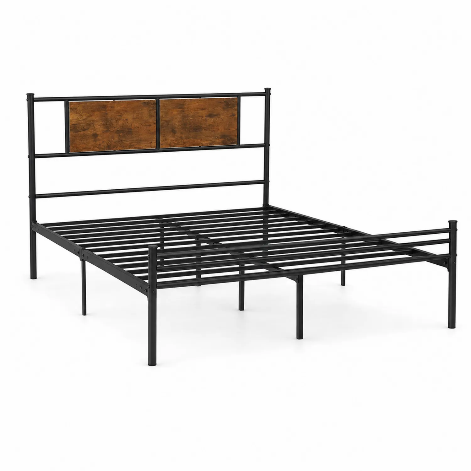 Metallbett mit Holzpaneel 200x140 cm Schwarz-Dorviorae