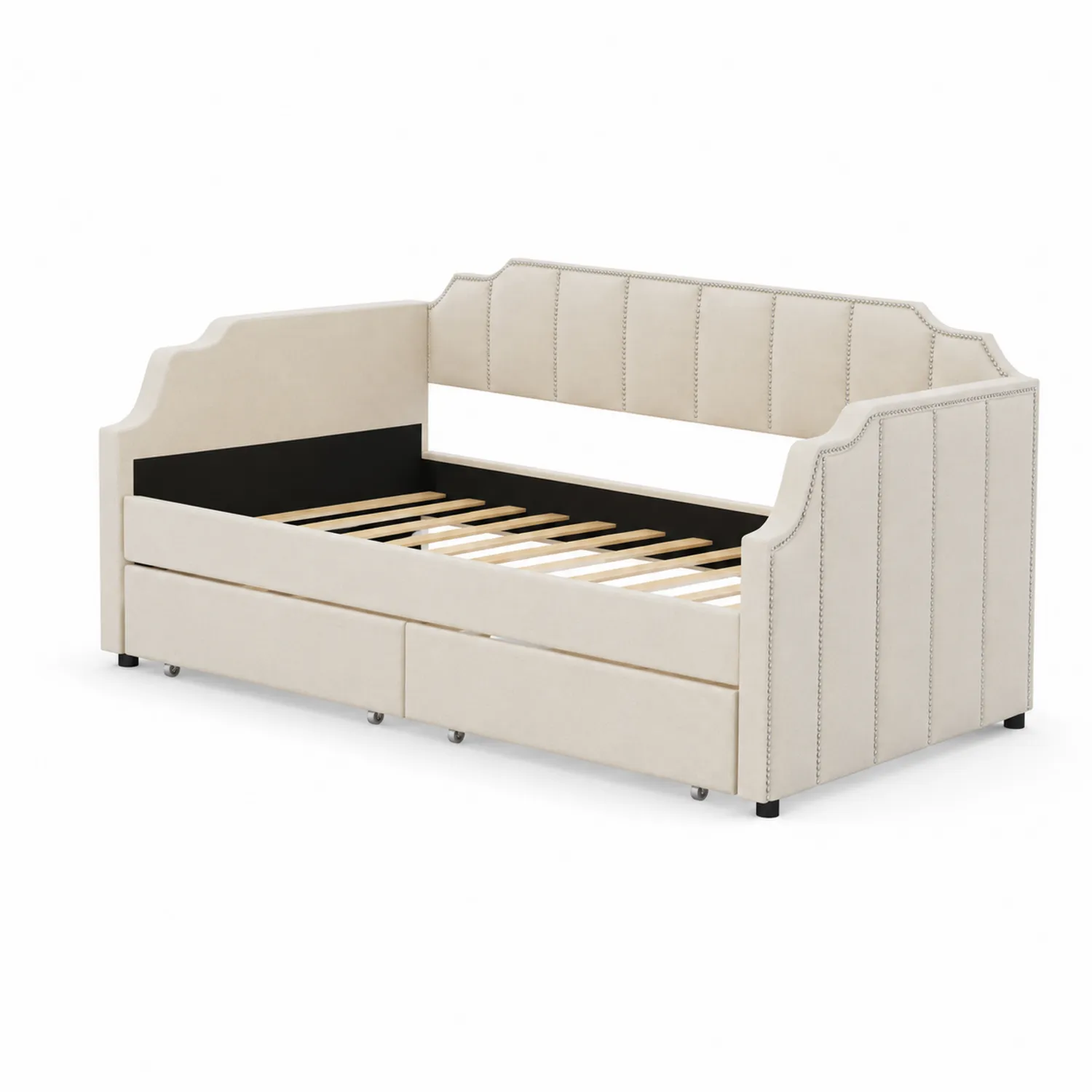 Tagesbett mit Schubladen Kunstleder Beige-Dorviorae
