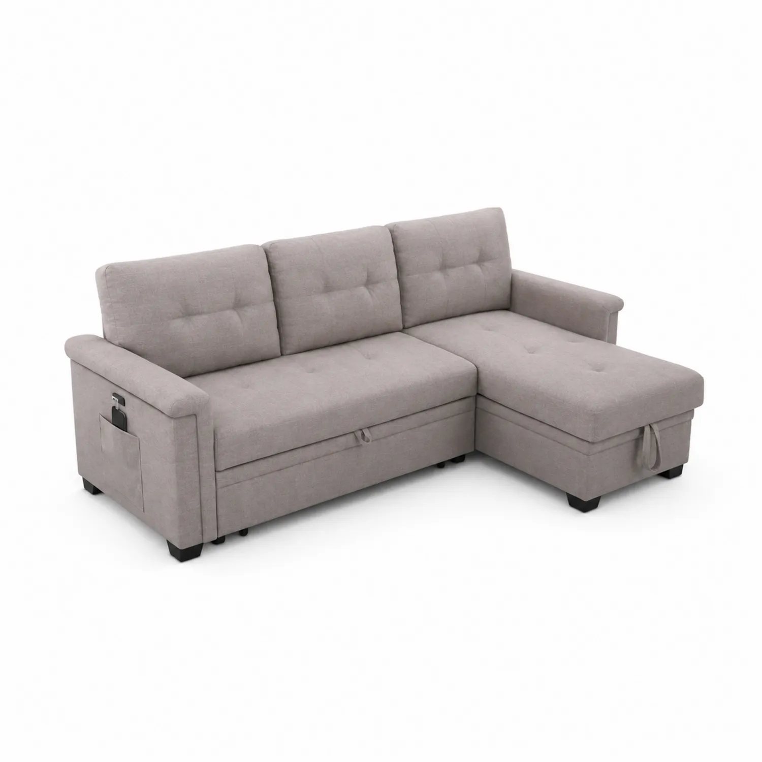 Ecksofa Stoff Grau-Dorviorae
