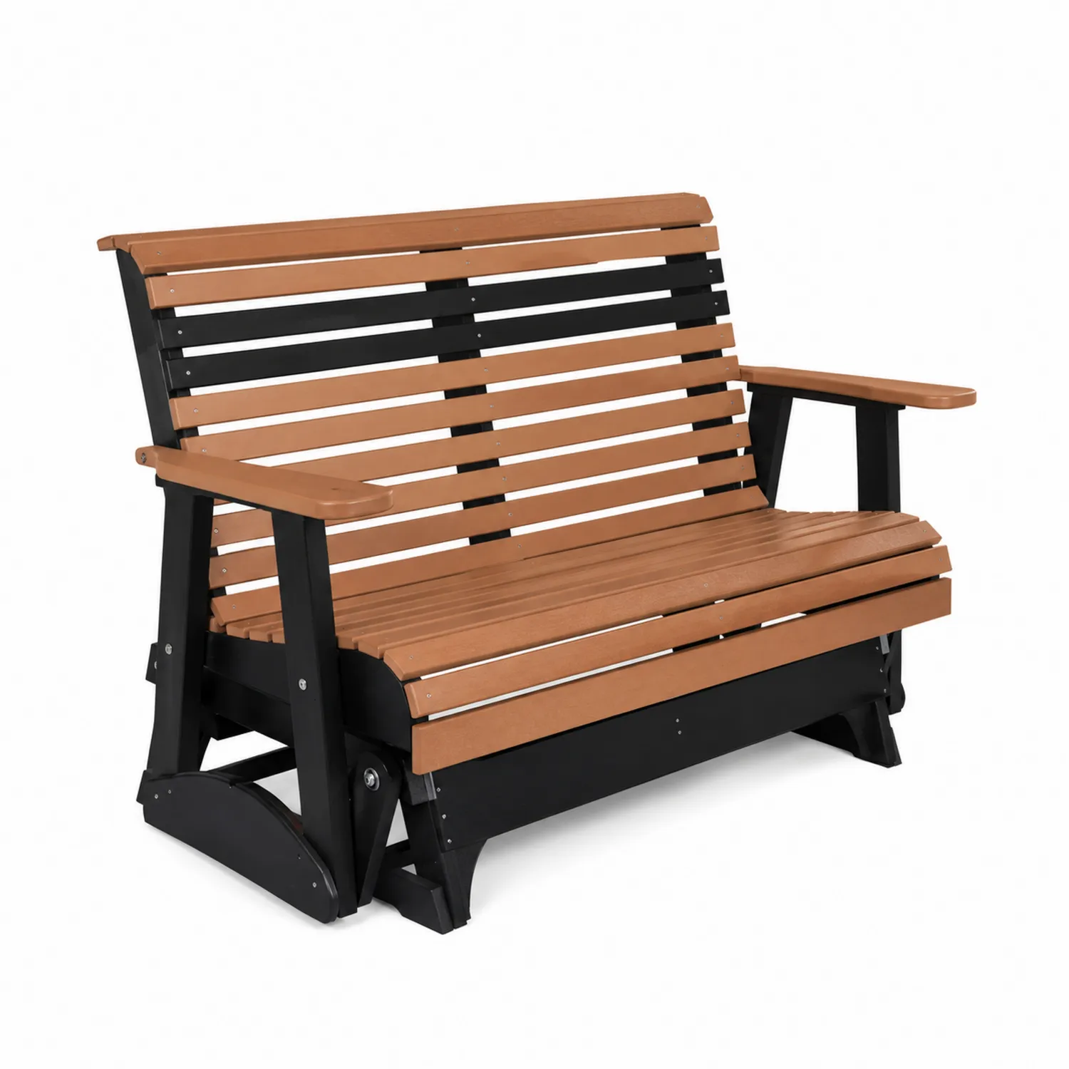 Garten-Schaukelbank aus Holz-Kunststoff-Mix, Zweierbank 120cm Braun/Schwarz-Dorviorae