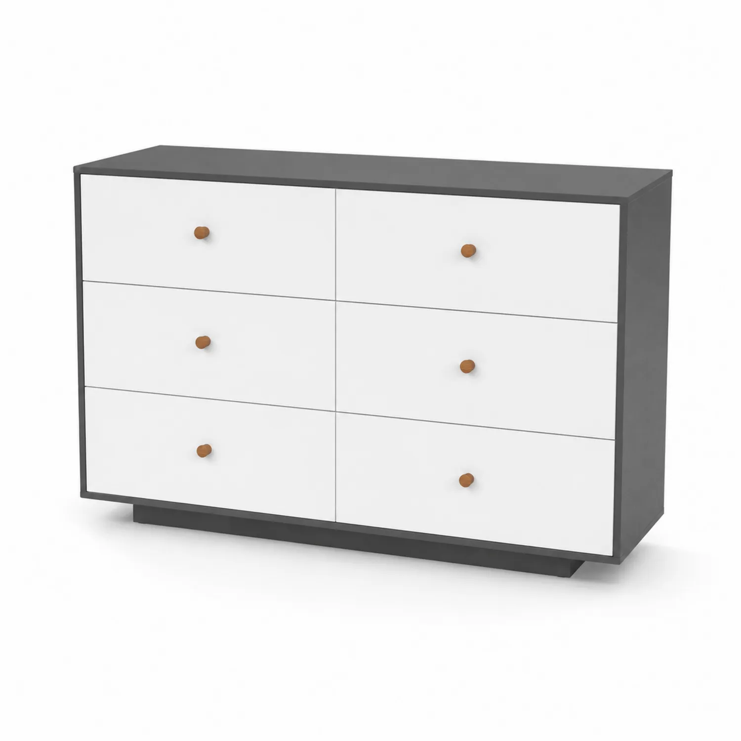 Sideboard mit 6 Schubladen aus MDF Weiß/Grau 120x40x75cm-Dorviorae