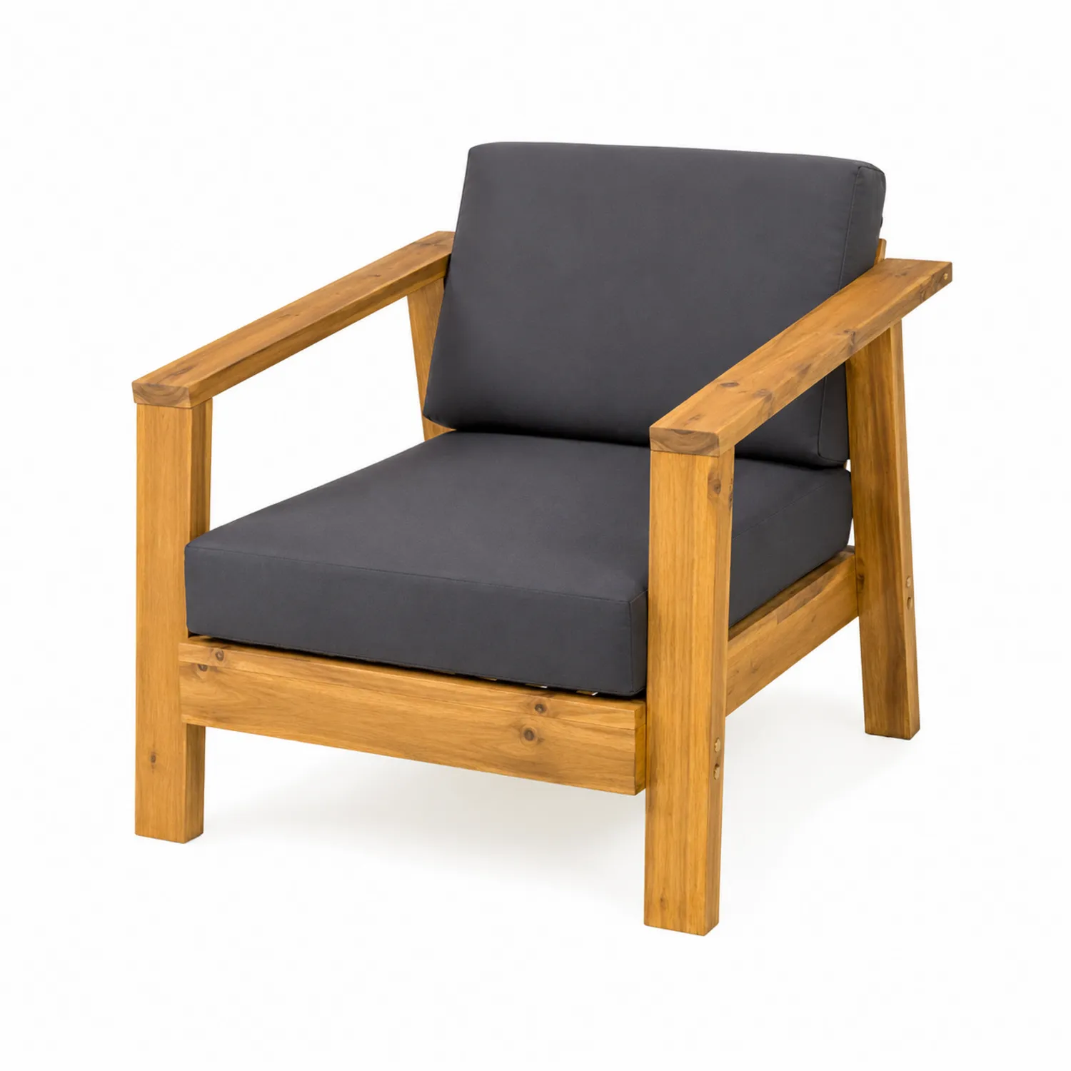 Outdoor-Clubstuhl Akazienholz Polyester Grau-Dorviorae