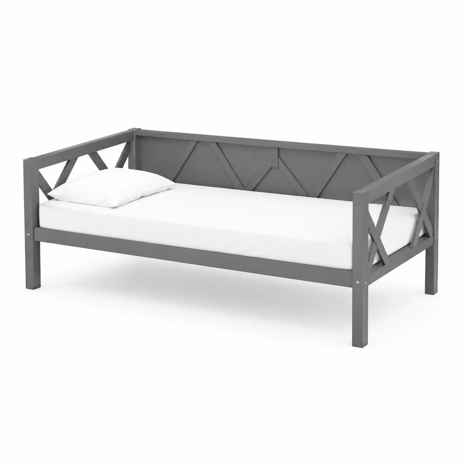 Holz Tagesbett 200x90 cm Grau mit Kissen-Dorviorae