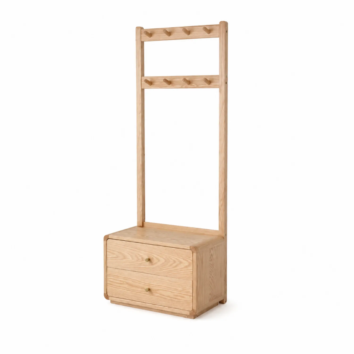 Garderobe aus Holz mit Hakenleiste und Schubladen-Dorviorae