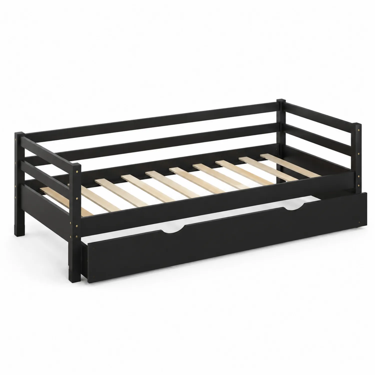 Holzbett mit Bettkasten Schwarz 90x200 cm-Dorviorae