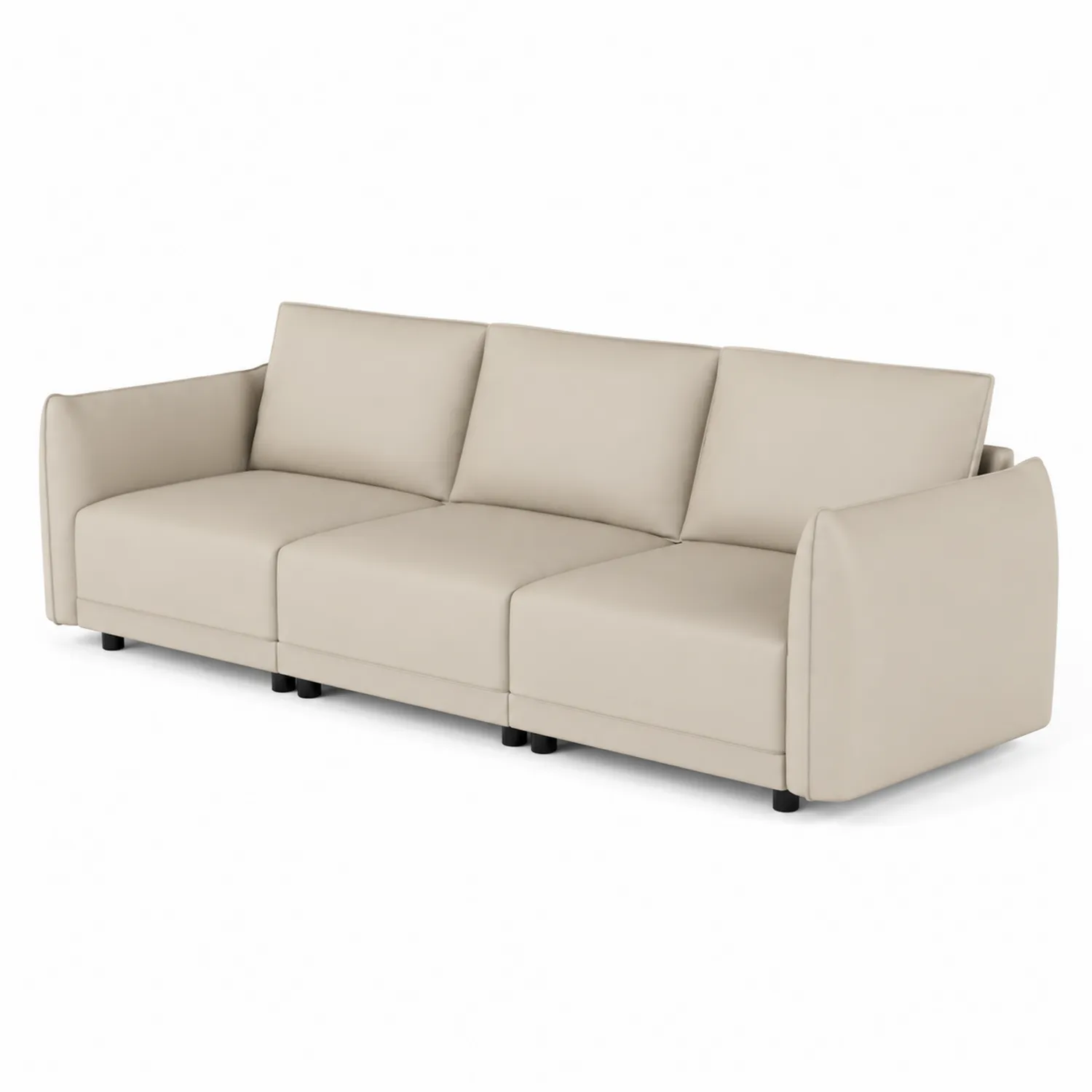 Modulares Sofa aus PU-Leder in Beige 3-Sitzer 210cm-Dorviorae