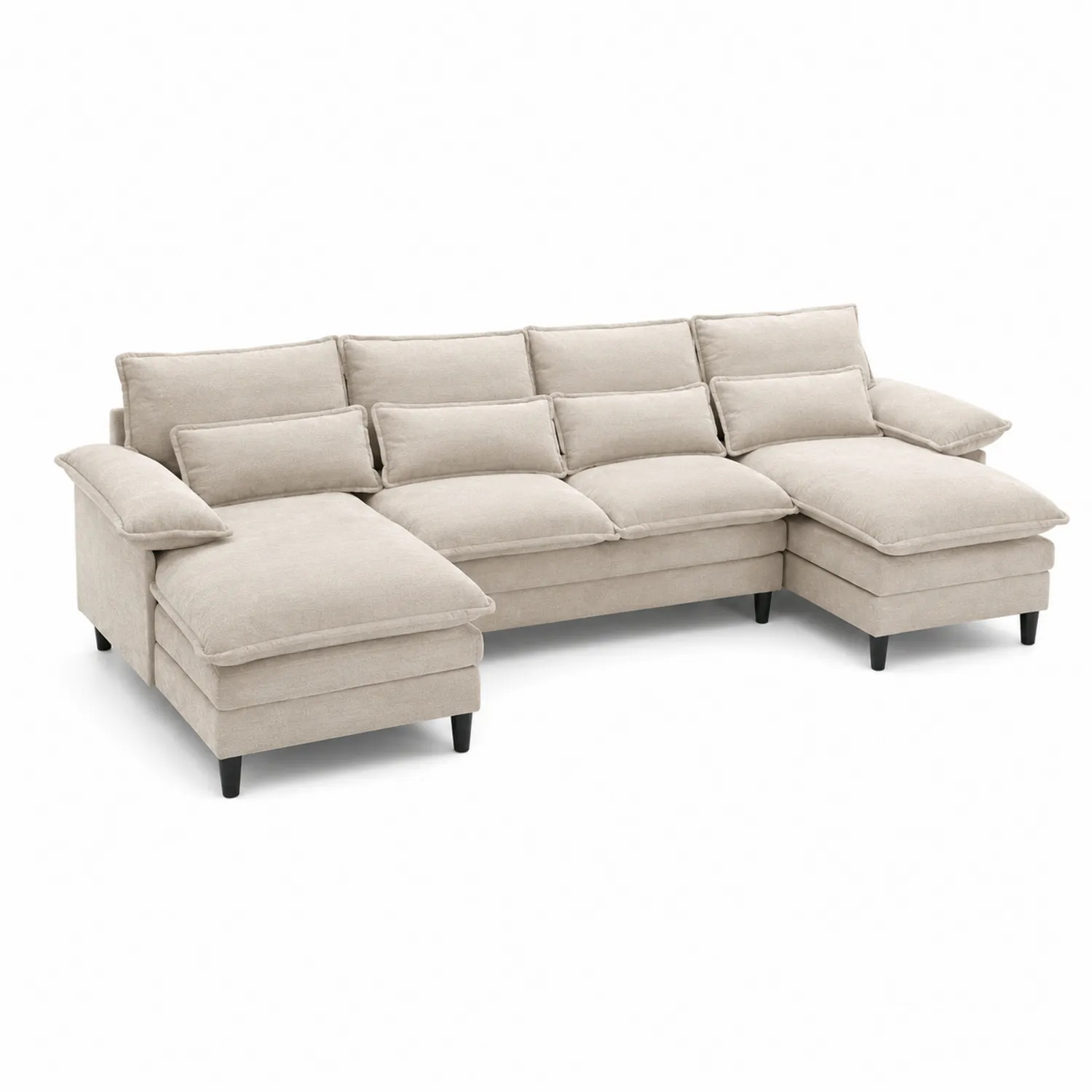 Ecksofa aus Stoff mit Holzrahmen in Beige-Dorviorae