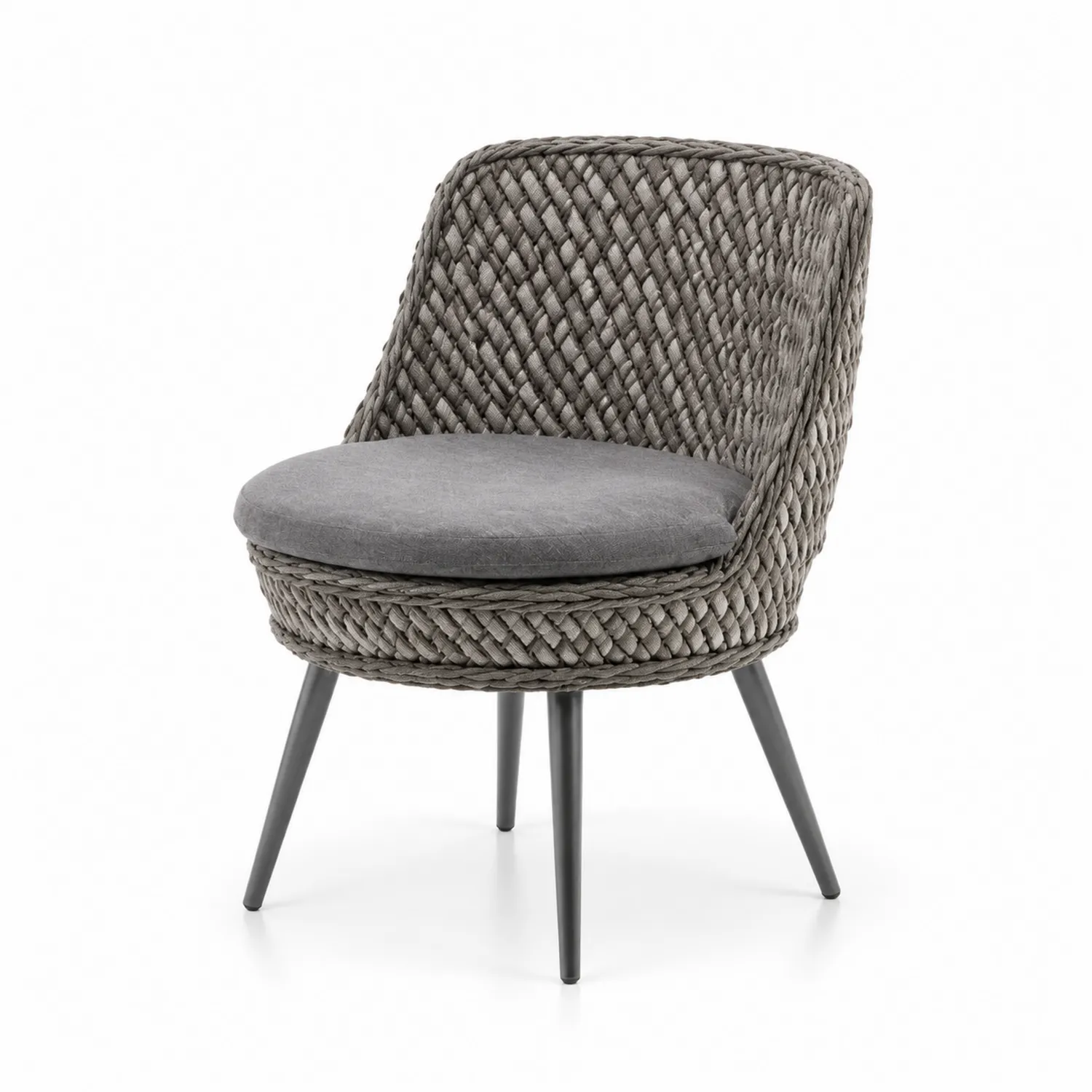 Outdoor-Stuhl aus Rattan mit Polster Grau-Dorviorae