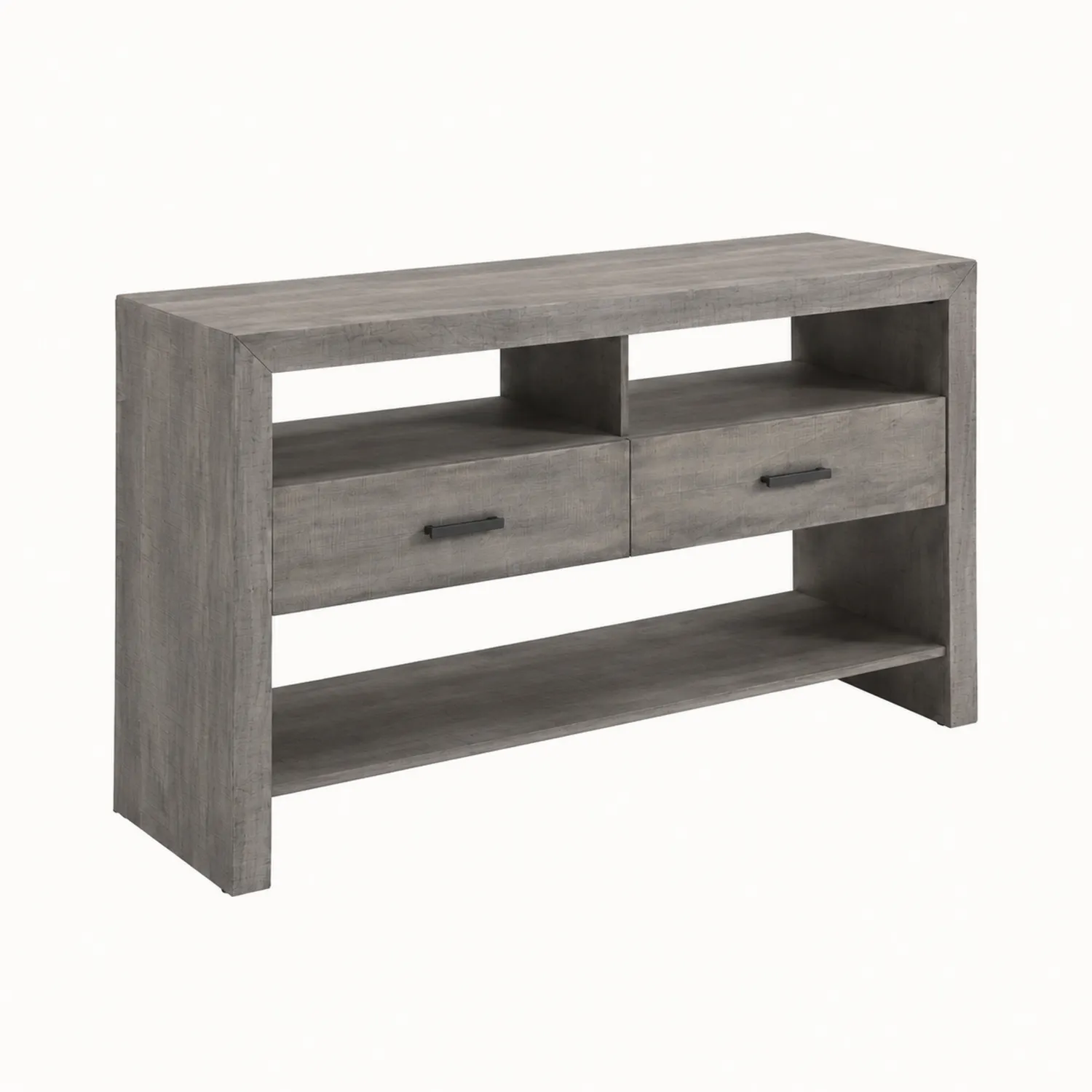 Holz Sideboard mit 2 Schubladen Grau 120x35x80 cm-Dorviorae