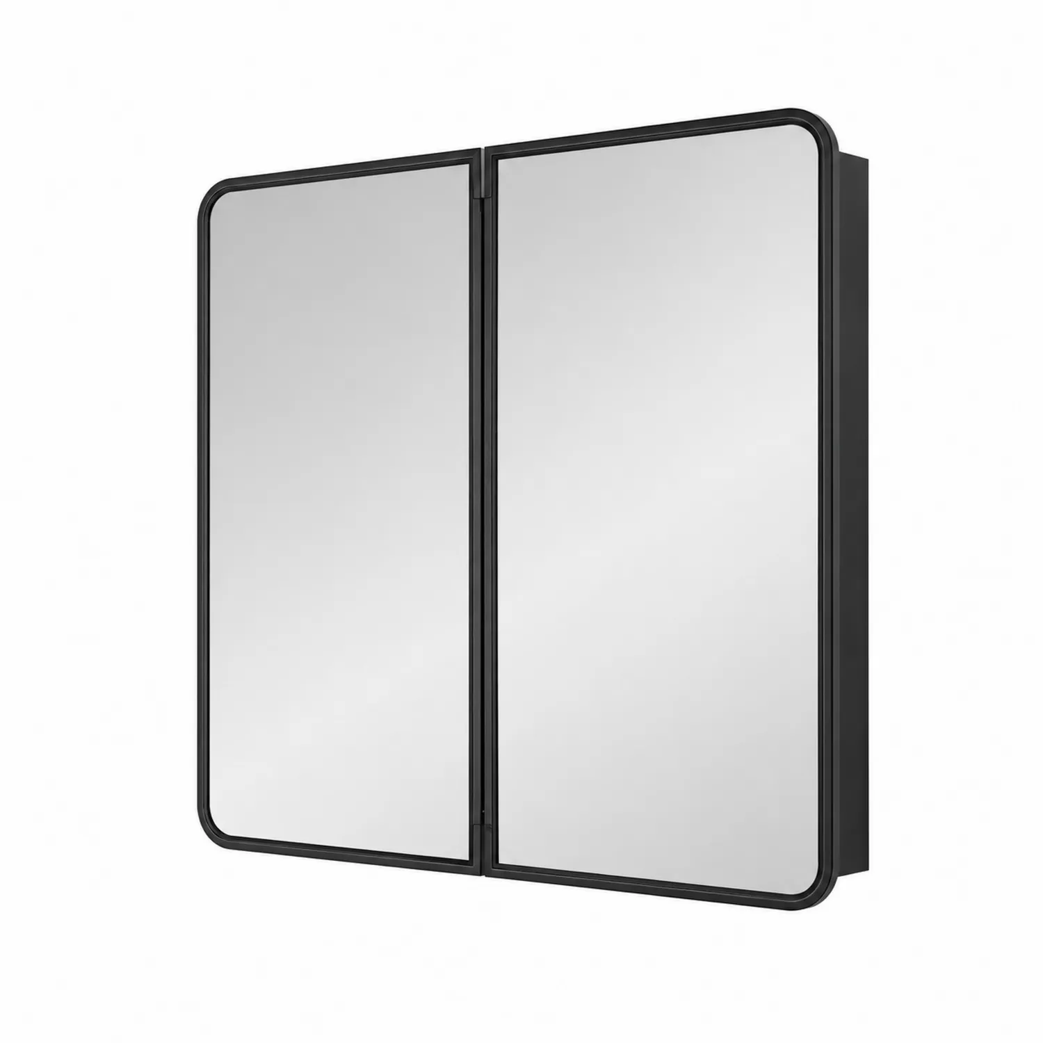 Badezimmerspiegelschrank Rechteckig 2-türig Glas Metall Schwarz 120x60x15 cm-Dorviorae