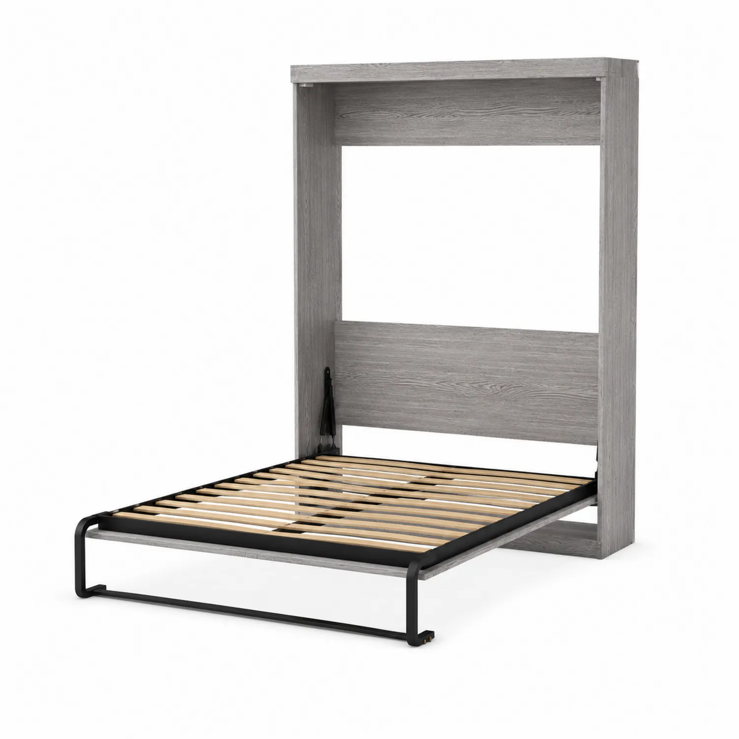 Wandklappbett Holzlatten Grau 200x90 cm-Dorviorae