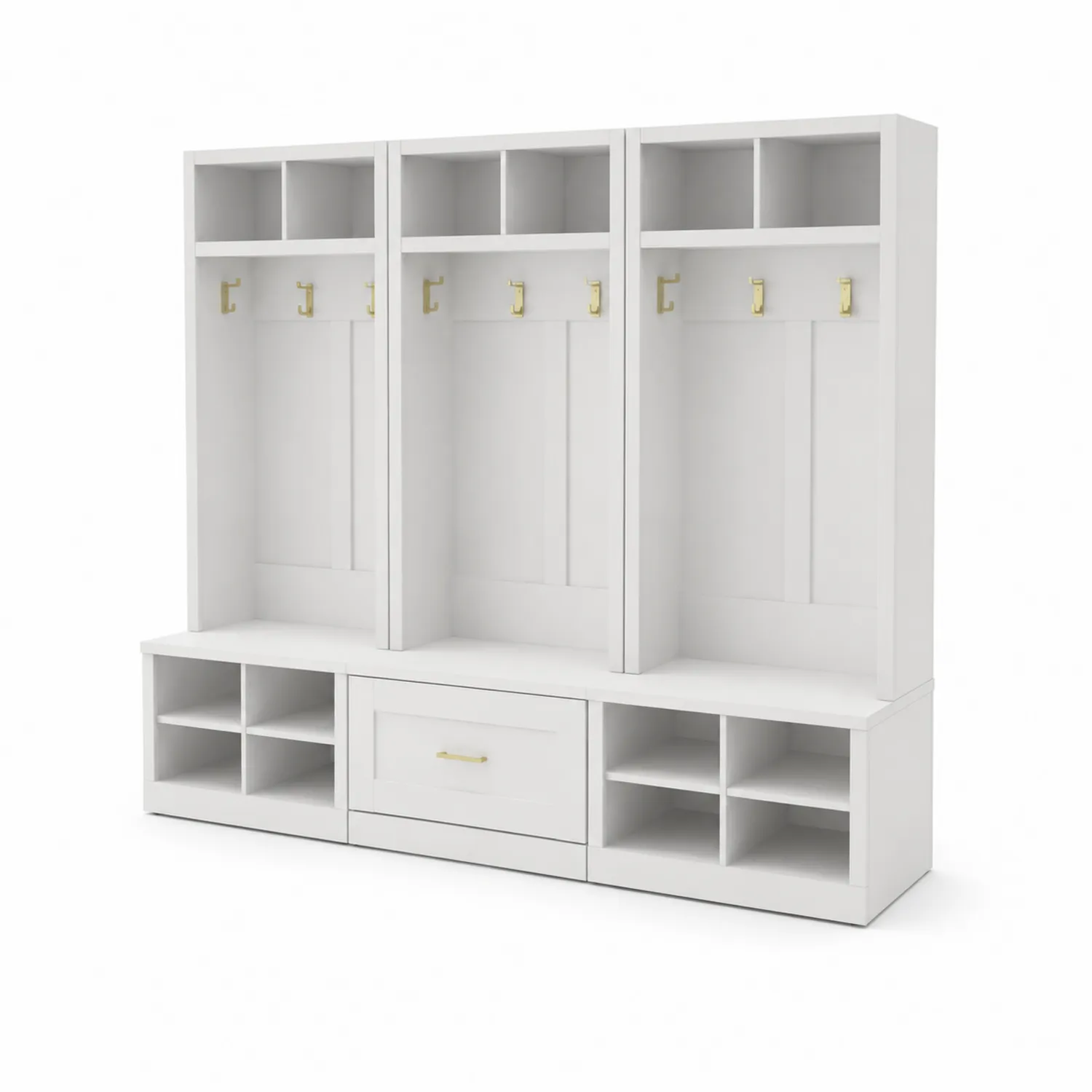 Garderoben-Set MDF mit Haken und Schublade, Weiß-Dorviorae