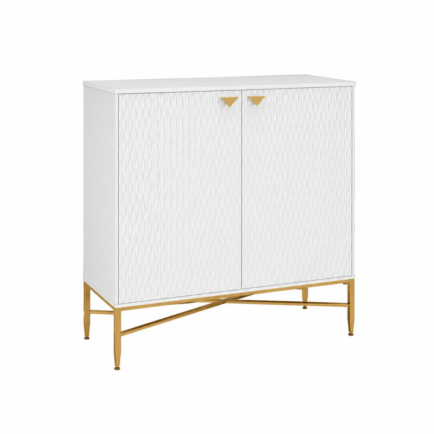 Schrank aus MDF mit Metallgestell Weiß/Gold-Dorviorae