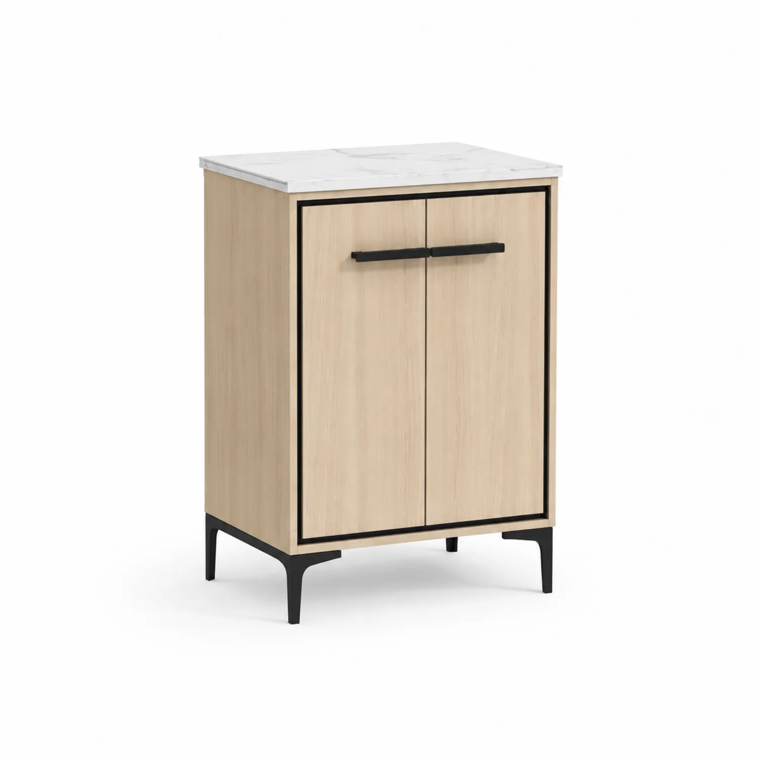 Badezimmerschrank mit Marmorplatte und Holz 80x60x40 cm Weiß/Eiche-Dorviorae