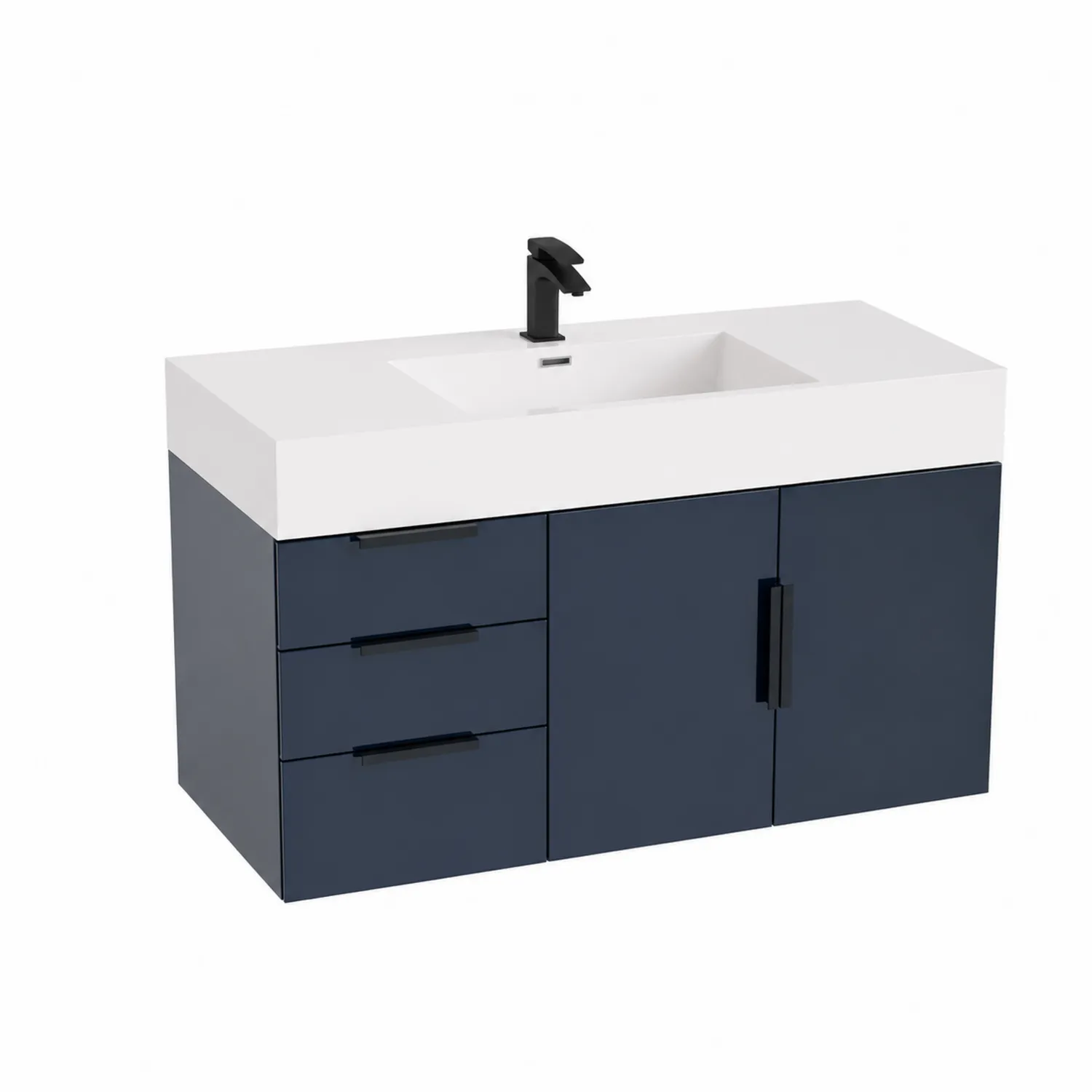 Waschtischunterschrank mit rechteckigem Keramikbecken 120x50x60 cm Dunkelblau-Dorviorae