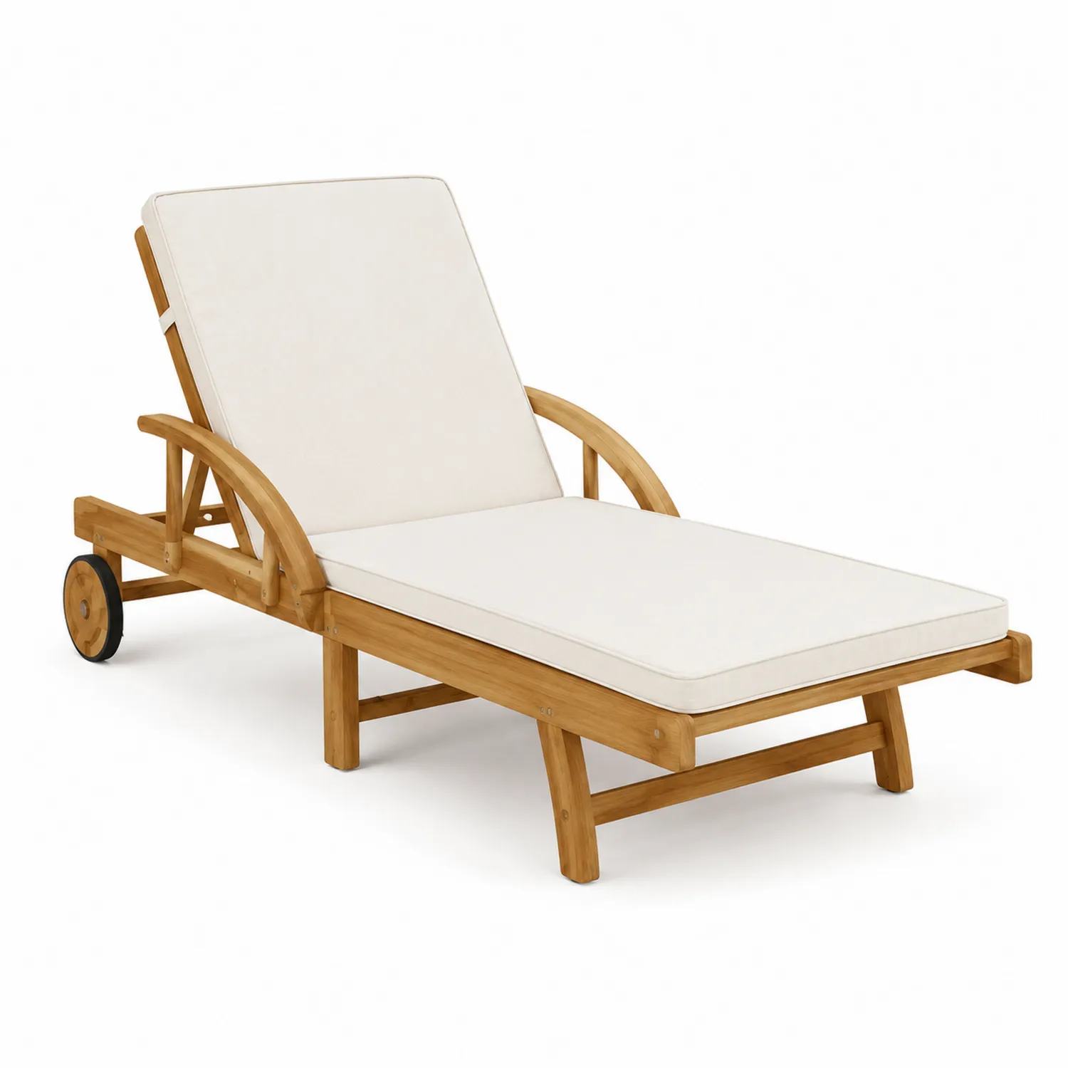 Outdoor-Liegestuhl aus Akazienholz mit Cremeweißen Kissen-Dorviorae