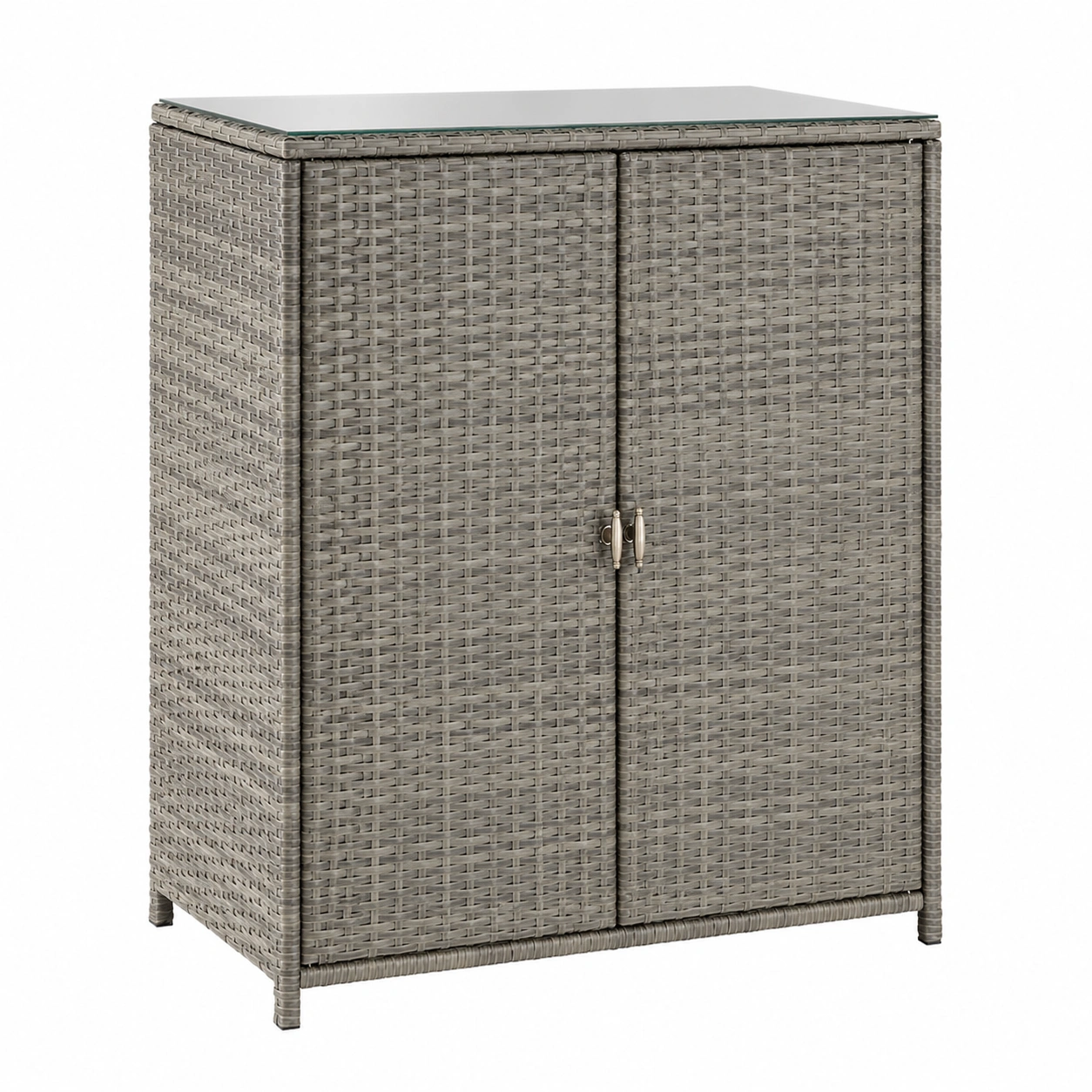 Robuster Rattan-Gartenschra mit Aluminiumrahmen, 84,5x40,5x103,5 cm, ideal fur Bon und Terrasse, graue Farbe-Woodzena