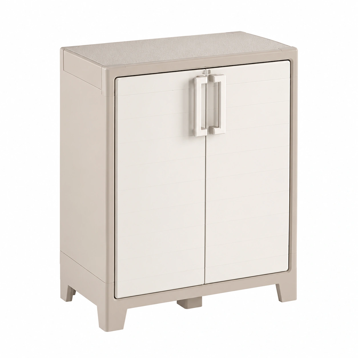 Gulliver wetterfester Kunststra, niedrig, beige, 80x44x100 cm, mit Regalboden, fur Innen- und Aussenbereich-Woodzena