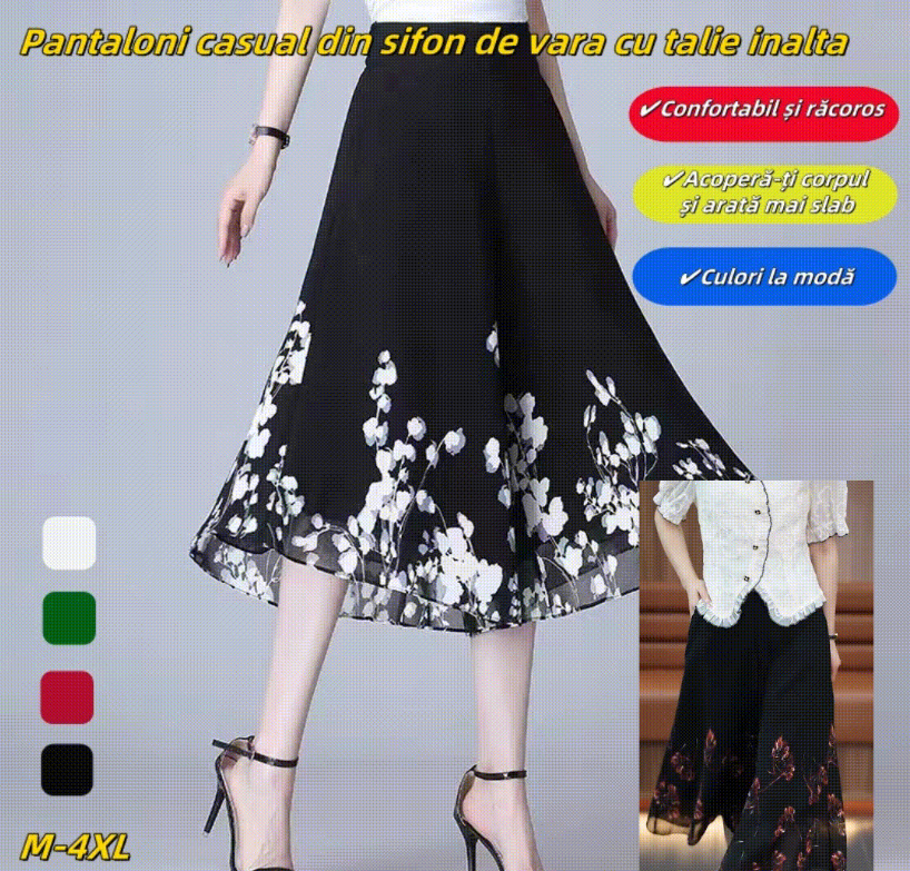 💃💥🔥2026 pantaloni pantaloni de vară noi de damă, din șifon subțire, tăiați casual, cu talie înaltă (40kg-90kg)