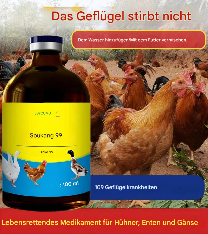 [5/10 Flaschen] 💊🐓🦆🕊️ Medikament zur Behandlung von Vogelgrippe, Appetitlosigkeit, Durchfall und Husten bei Geflügel, Hühnern, Enten und Gänsen. 1 Flasche à 100 ml.