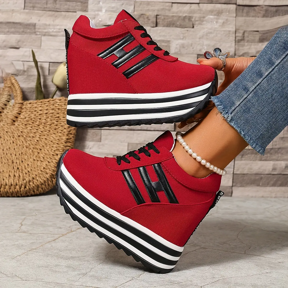 【35-41】2026 pantofi casual de pânză cu talpă groasă
