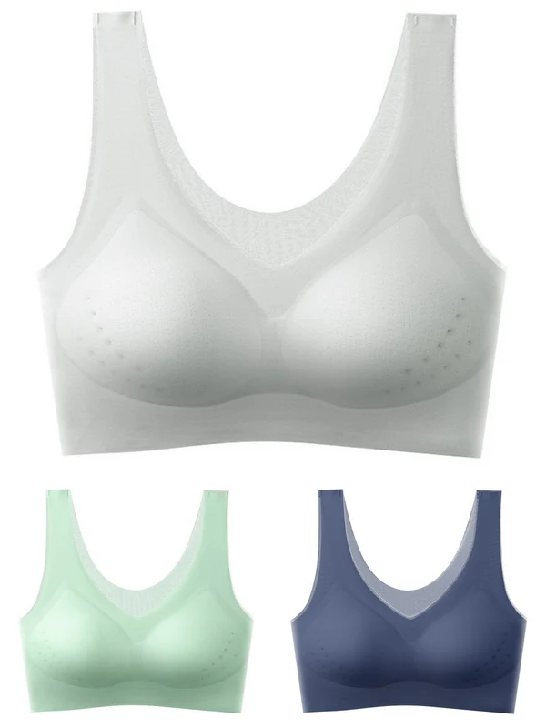 【1 set de 3 piese】【M-5XL】2026, sutien push-up fără cusături din mătase glacială【40-120 kg】