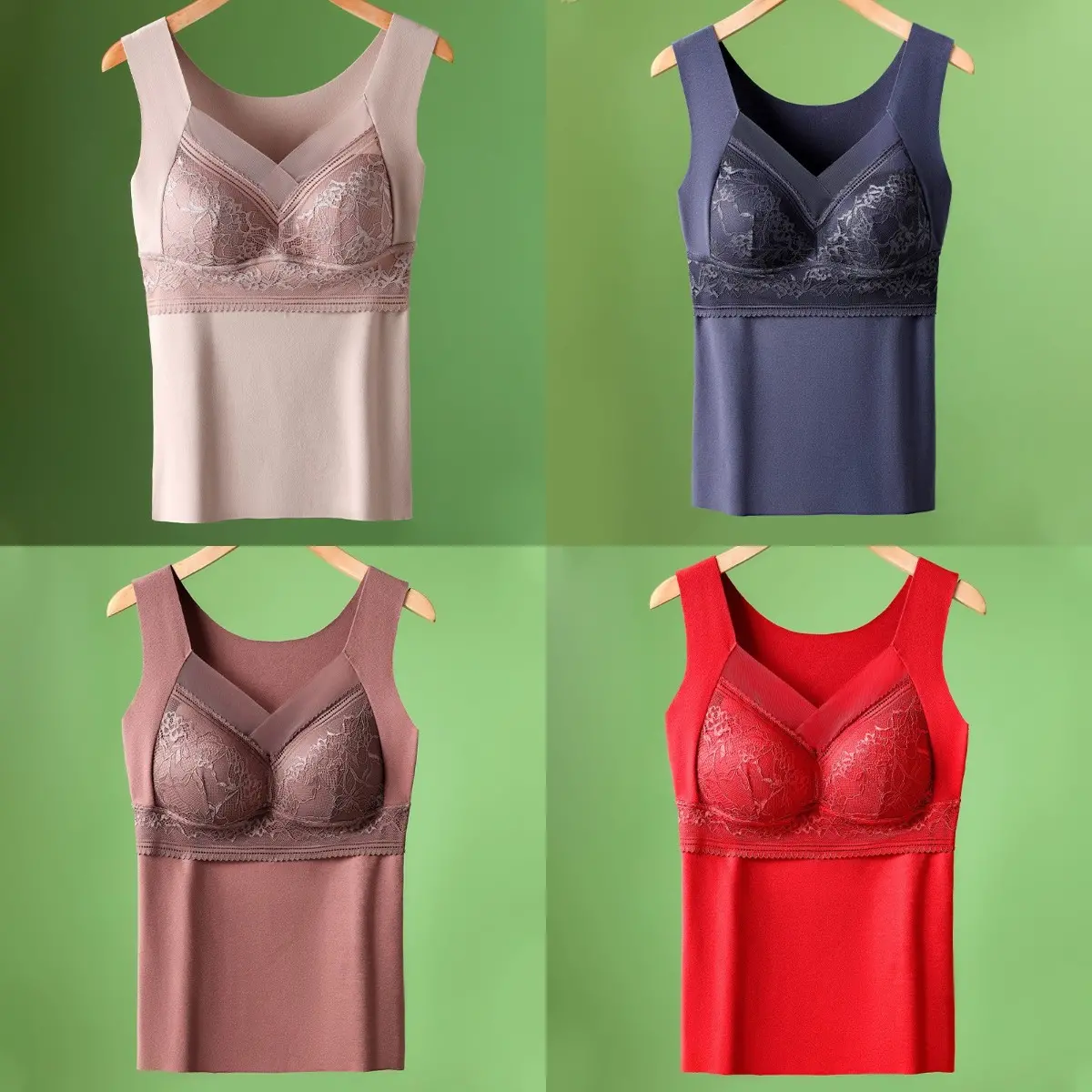 🔥【4 buc】❤️【40-100kg】Lenjerie de corp din dantelă din catifea de gâscă de toamnă și iarnă, spate frumos, adunarea sânilor accesorii, prevenirea căderii sânilor✅【Recomandarea medicului】