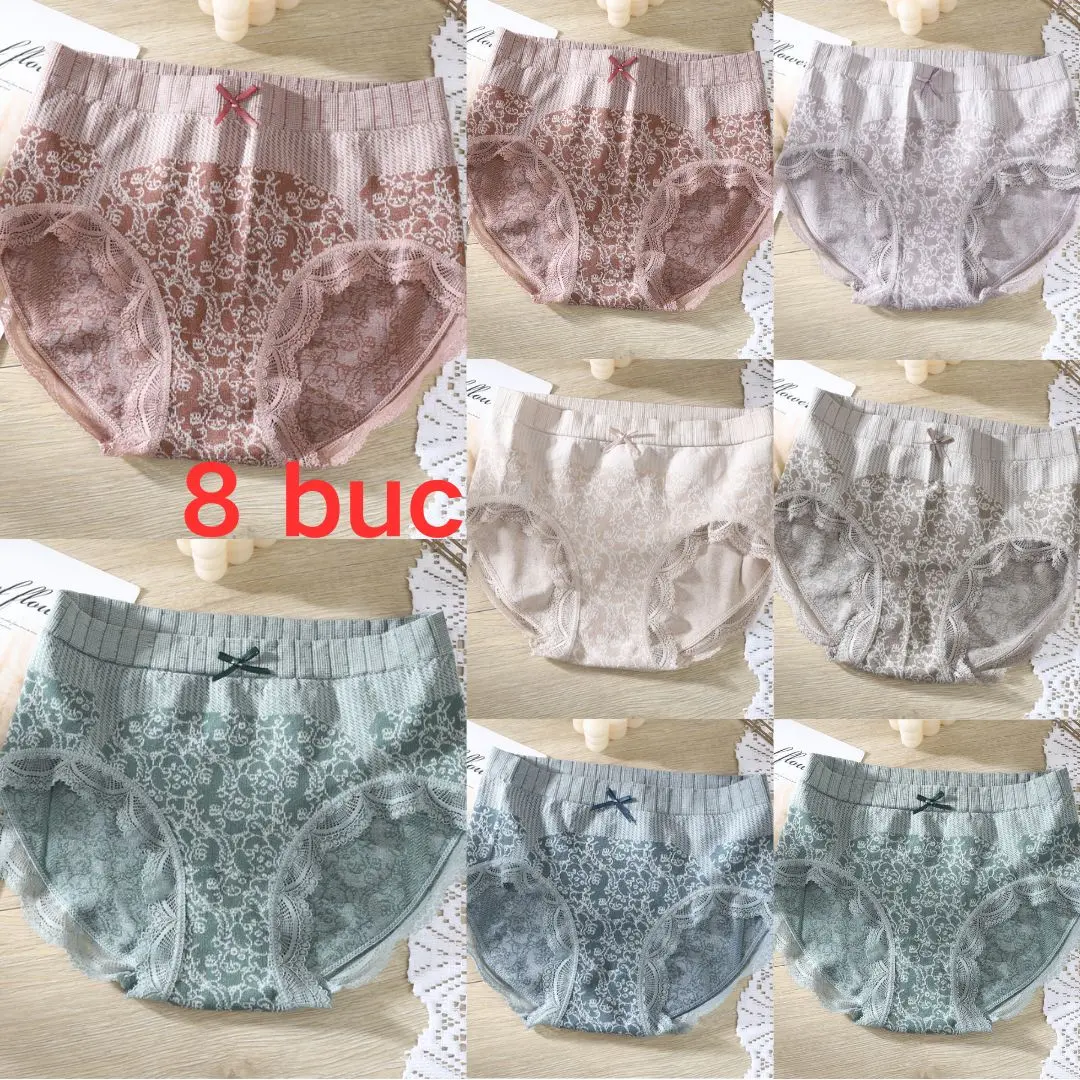 ✔🔥【8/16 bucăți】🔥Lenjerie intimă antibacteriană pentru femei, cu talie înaltă, care absoarbe umezeala
