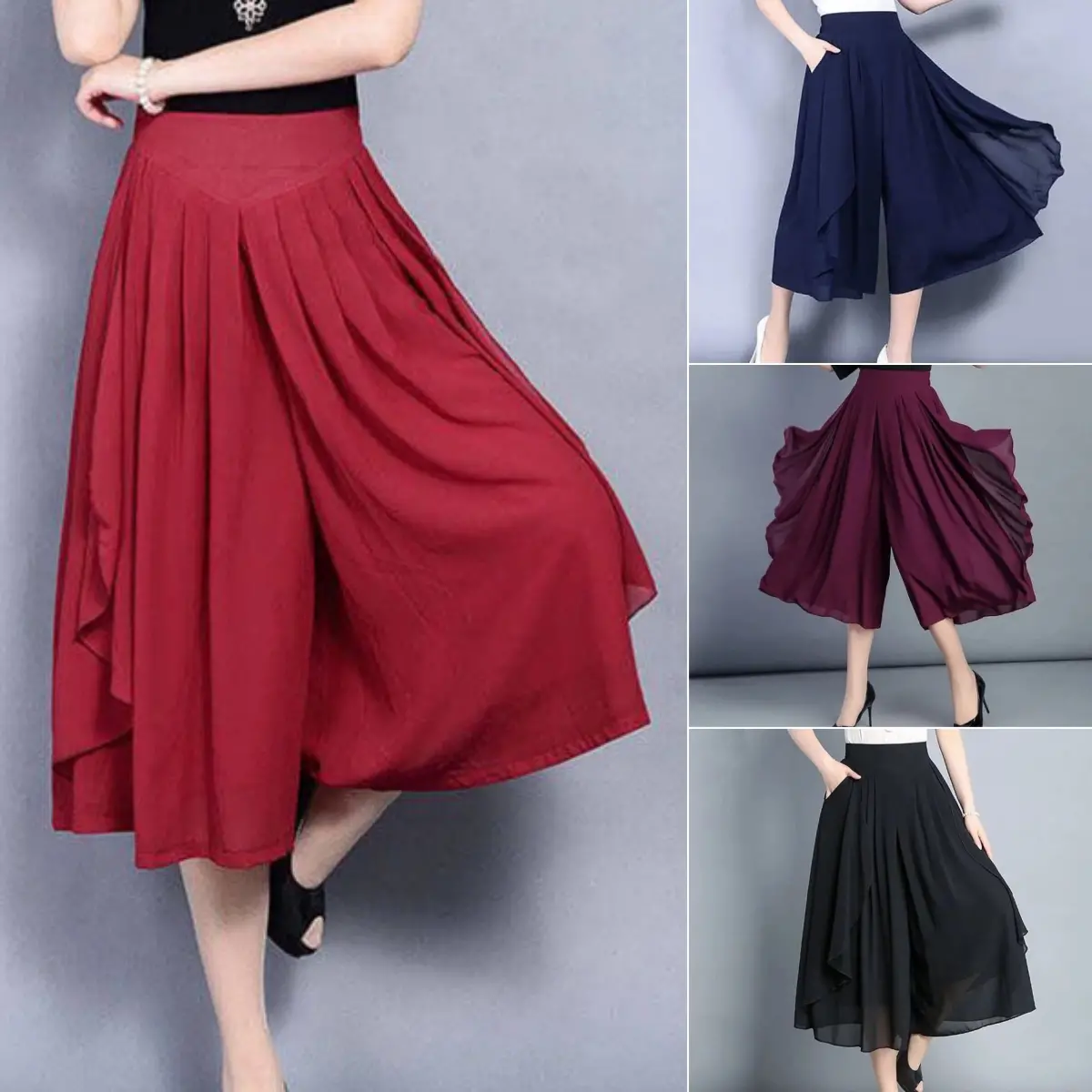 🔥2026 New Fashion Ice Silk Pantaloni din șifon subțiri cu talie înaltă