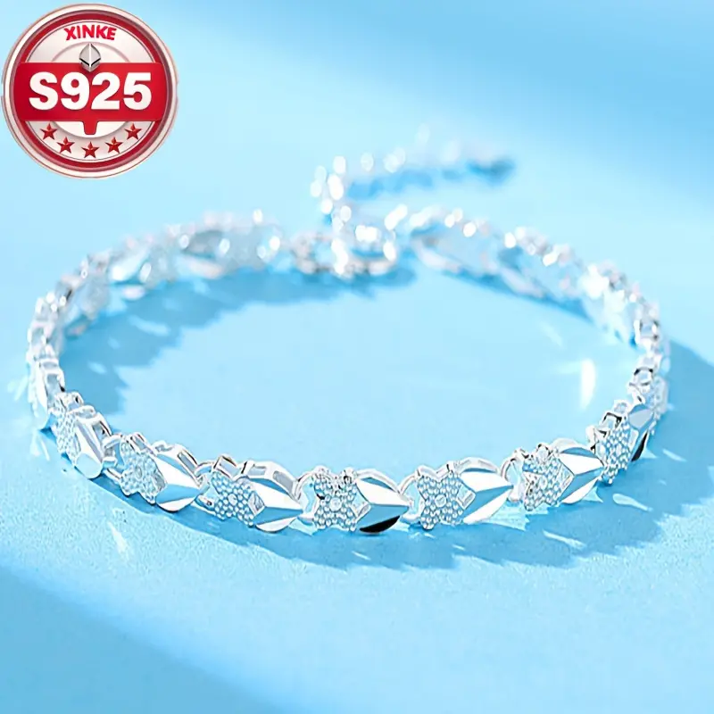 💖🍀Brățară de mână pentru femei, din argint sterling 925, cu trifoi cu patru foi, Love New Fashion