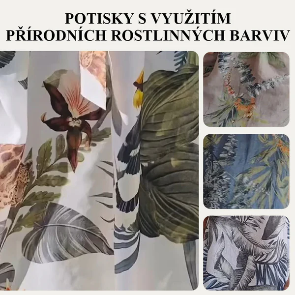 🌼Dámske bavlnené a ľanové šaty s okrúhlym výstrihom a potlačou