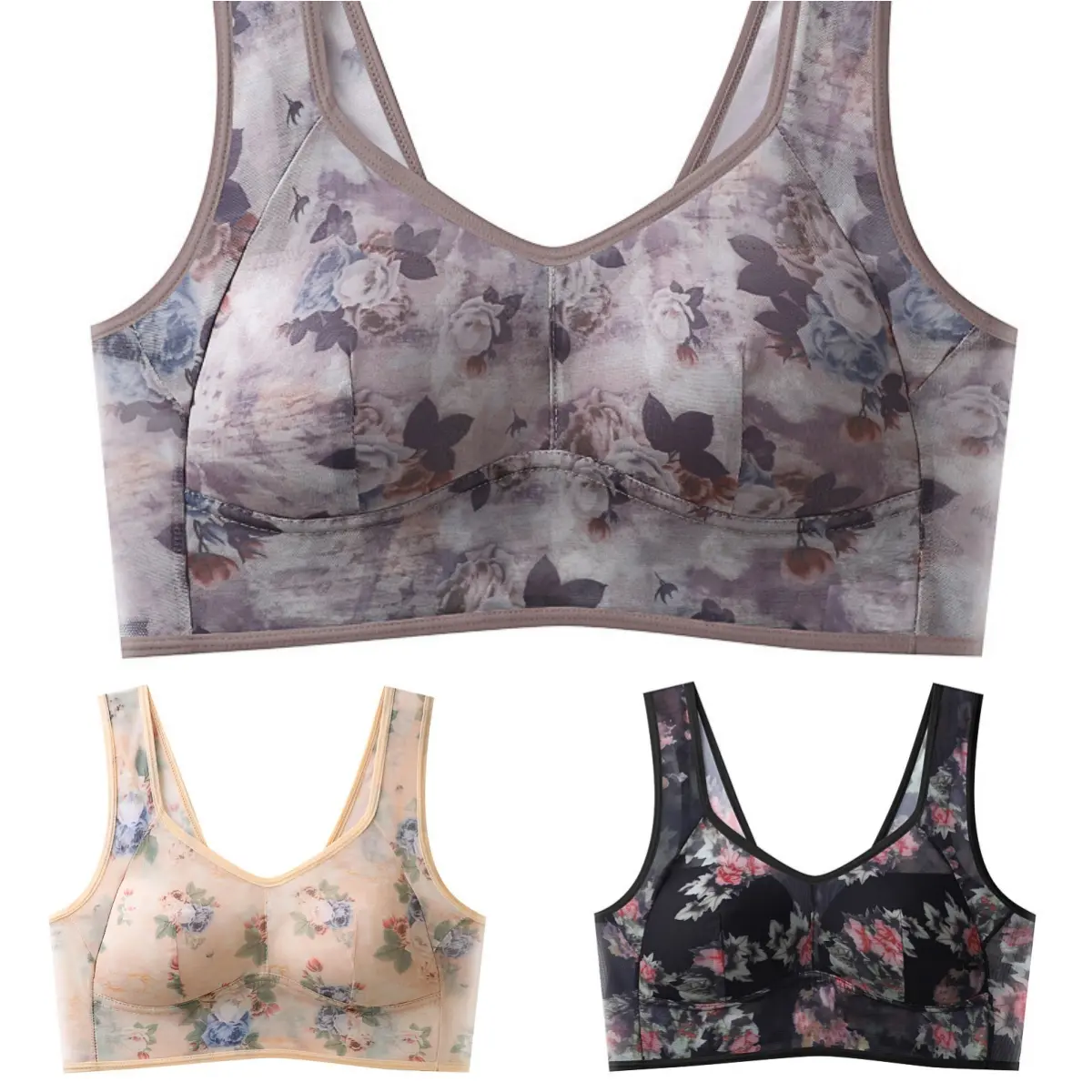 💥【Pachet de 6】[L-6XL]Sutien push-up de înaltă calitate, sutien din mătase rece și confortab