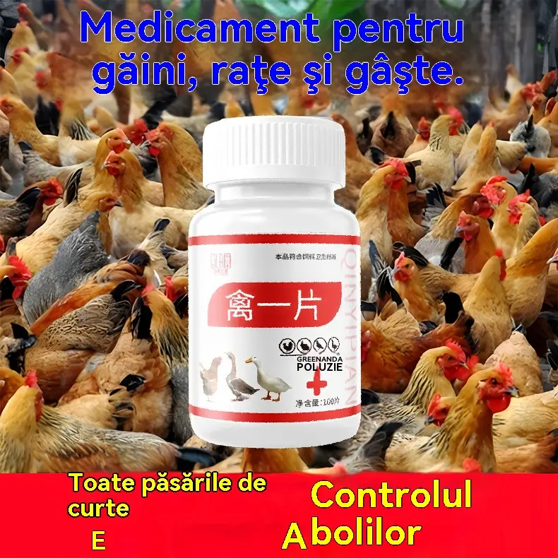 💊💊Medicament pentru tratamentul gripei aviare, racelii, gripei, diareei si tusei la gaini, rate si gaste, 1 flacon cu 100 de tablete.
