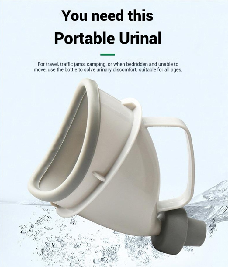Urinal portabil unisex pentru situații de urgență în călătorii, cu pâlnie pentru utilizare în camping.