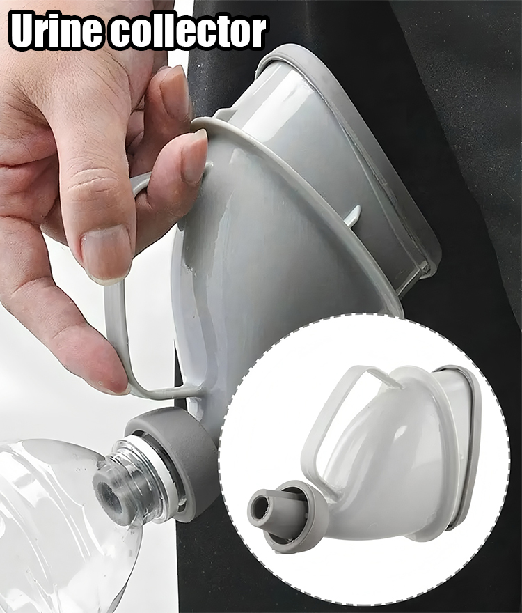 Urinal portabil unisex pentru situații de urgență în călătorii, cu pâlnie pentru utilizare în camping.