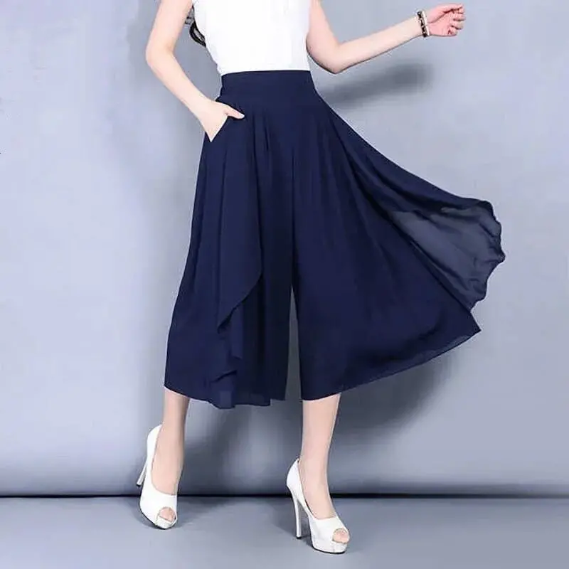🔥2026 New Fashion Ice Silk Pantaloni din șifon subțiri cu talie înaltă