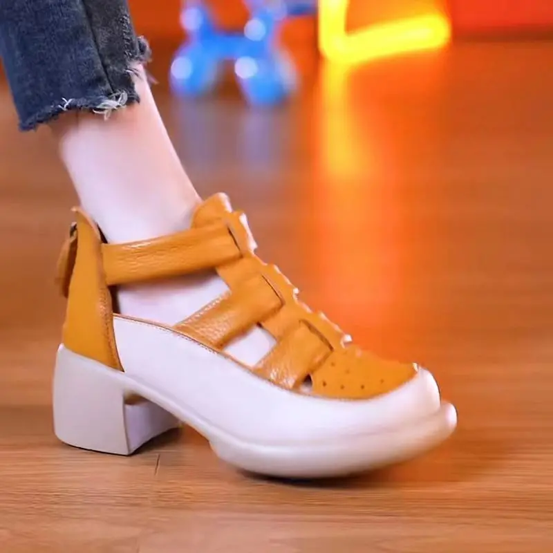 👡【35-40】2026 Sandale romane cu toc gros nou Sandale cu toc înalt