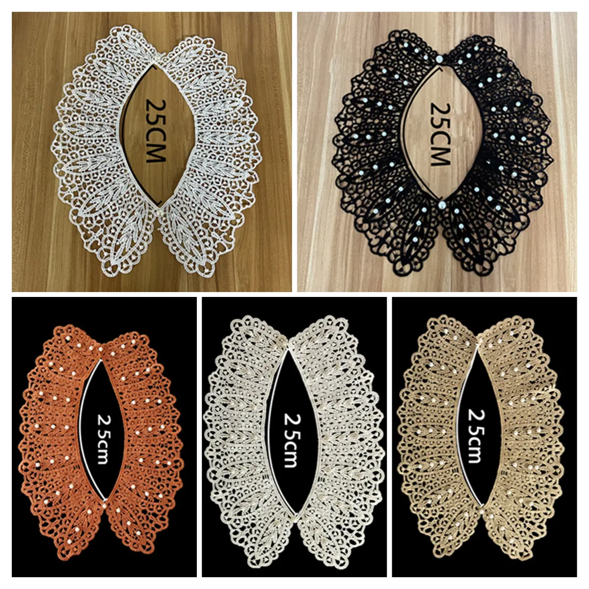 【5/10 bucăți 】de gulere false din dantelă de perle