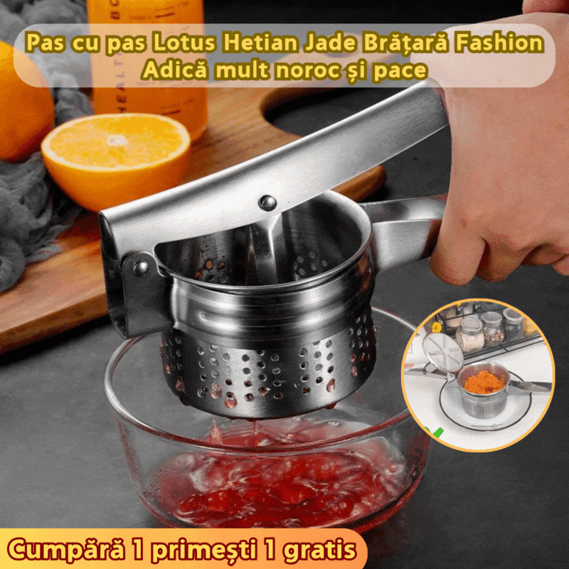 🔥【Cumpărați 1, primiți 1 gratuit】Presă din oțel inoxidabil, poate stoarce suc / piure / orez presat, gadget de bucătărie multifuncțional