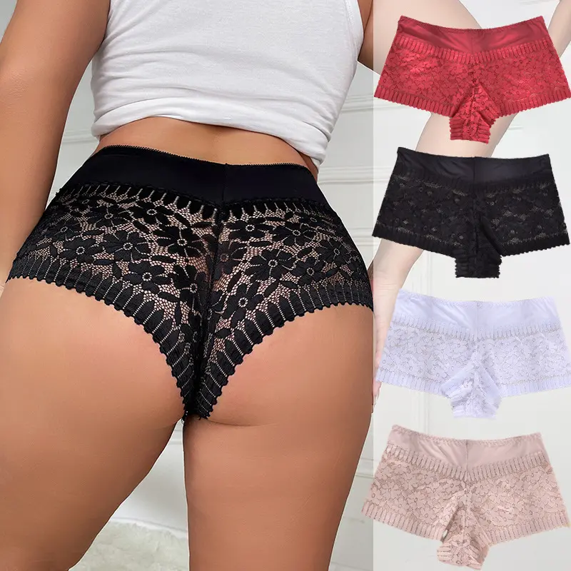 🔥🔥【4/8 bucăți】Chiloți sexy de damă cu talie înaltă, plus marimea, din dantelă